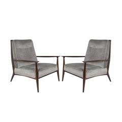 Paul McCobb for Directional Walnut Frame Lounge Chairs 1