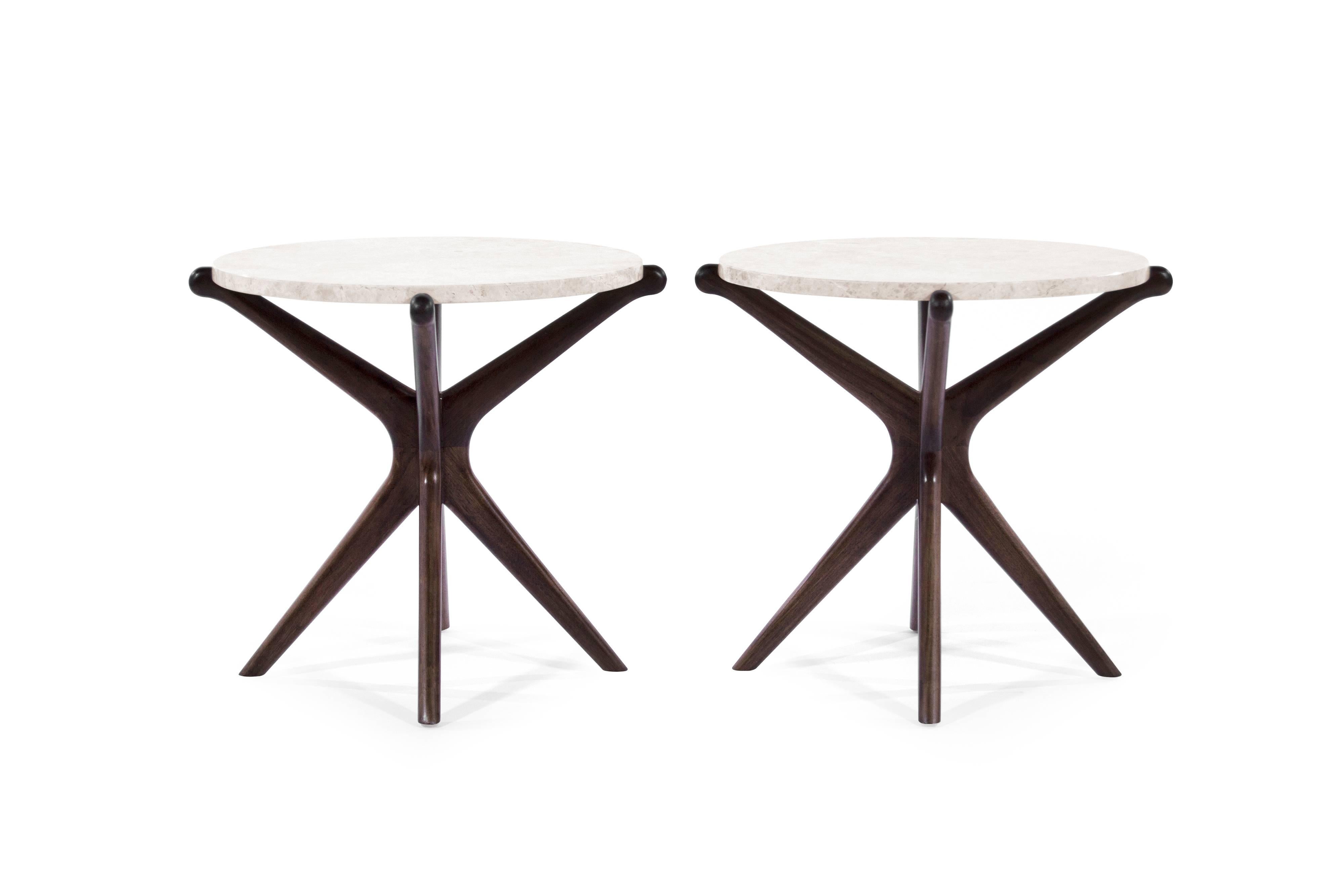 Mid-Century Modern Walnut Gazelle Side Tables