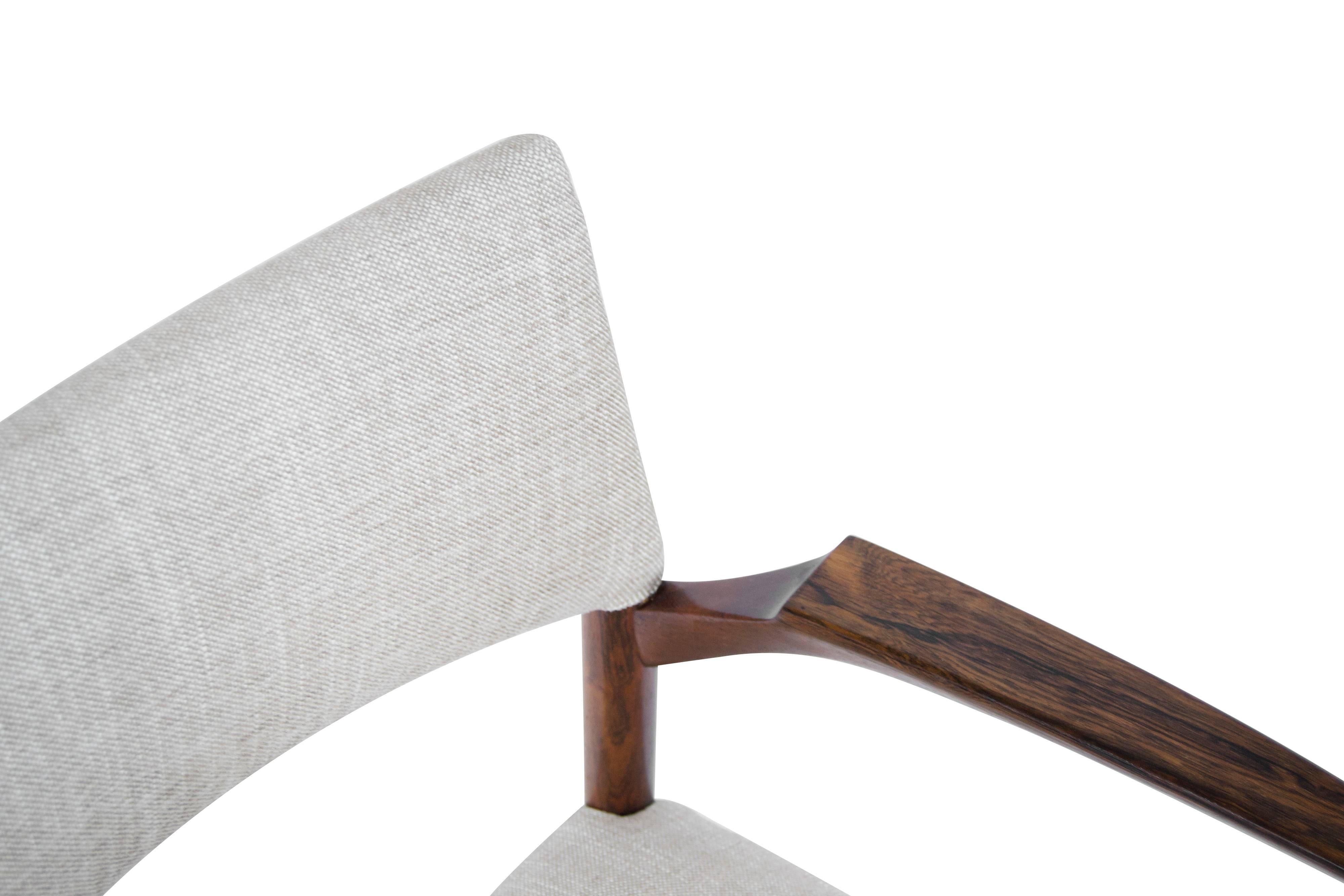 Linen Rosewood Armchair by Aksel Bender Madsen, Denmark, 1960s