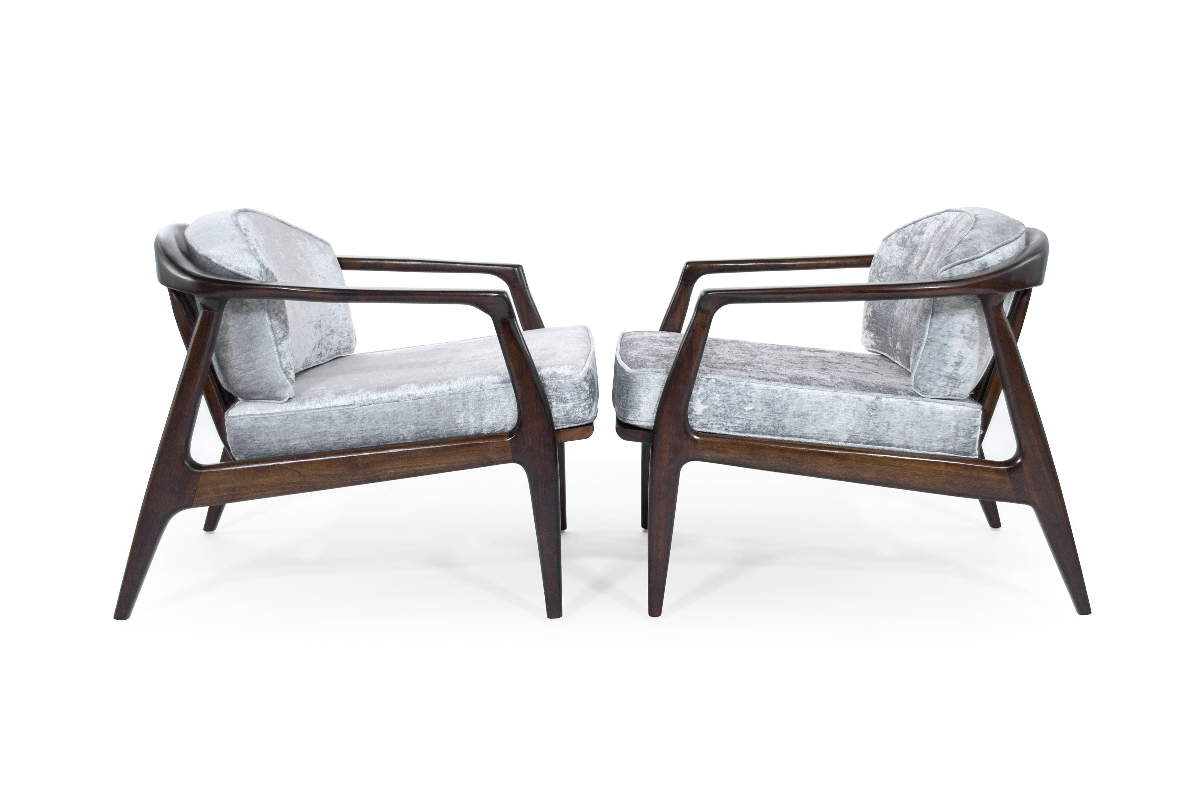 American Walnut Lounge Chairs by Milo Baughman for Thayer Coggin
