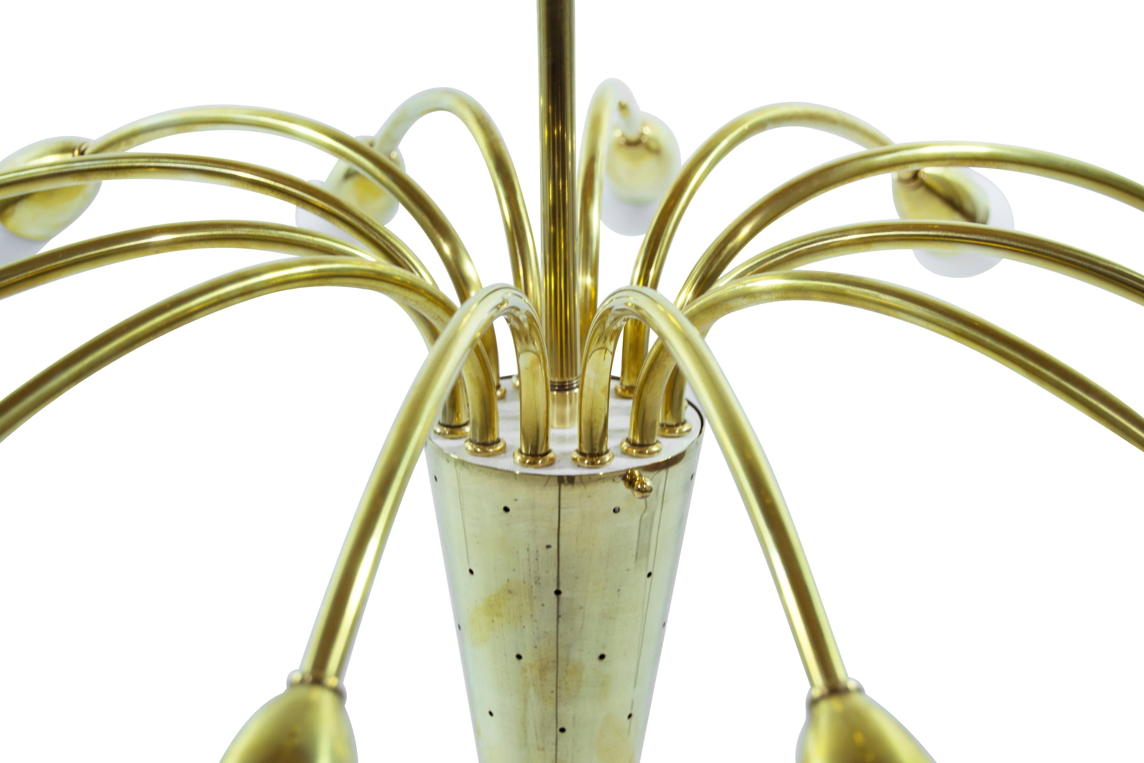 Italian Brass Sputnik Chandelier, Italy 1950s
