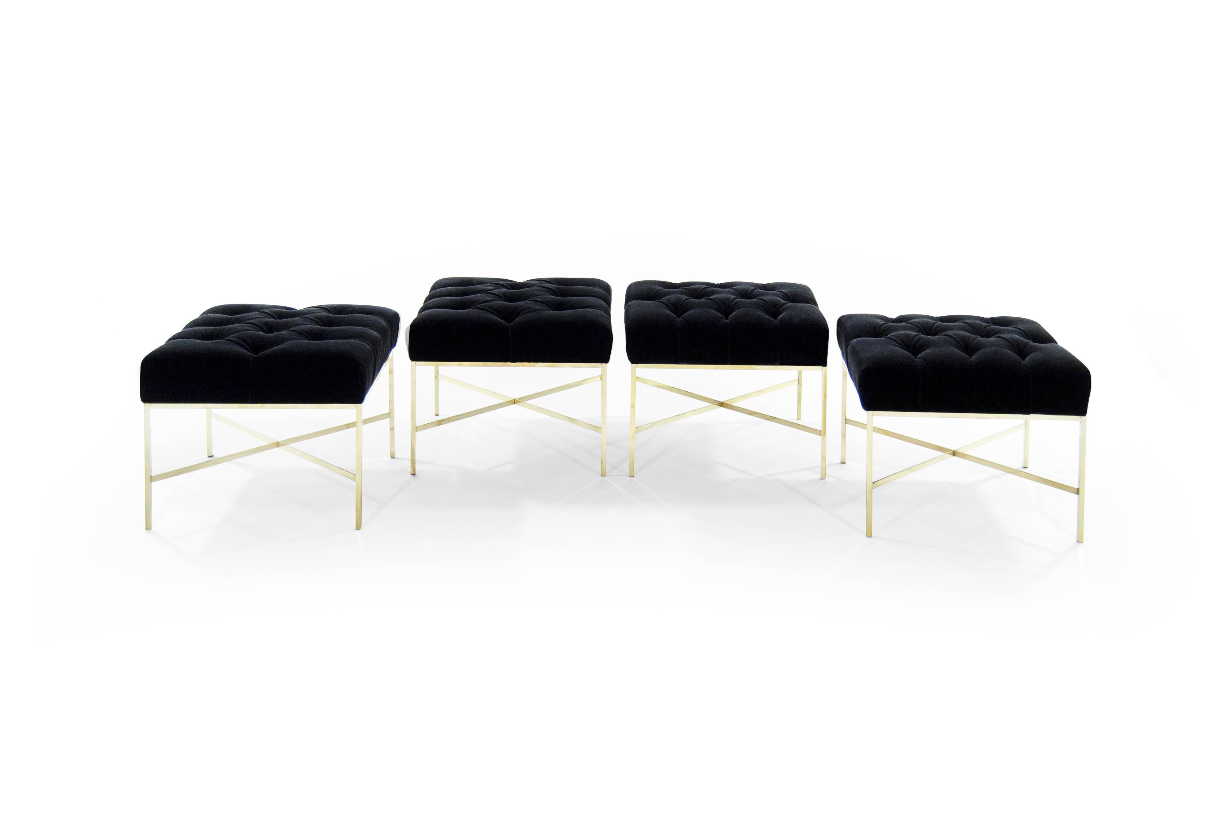 American X-Base Brass Stools by Paul McCobb for Directional