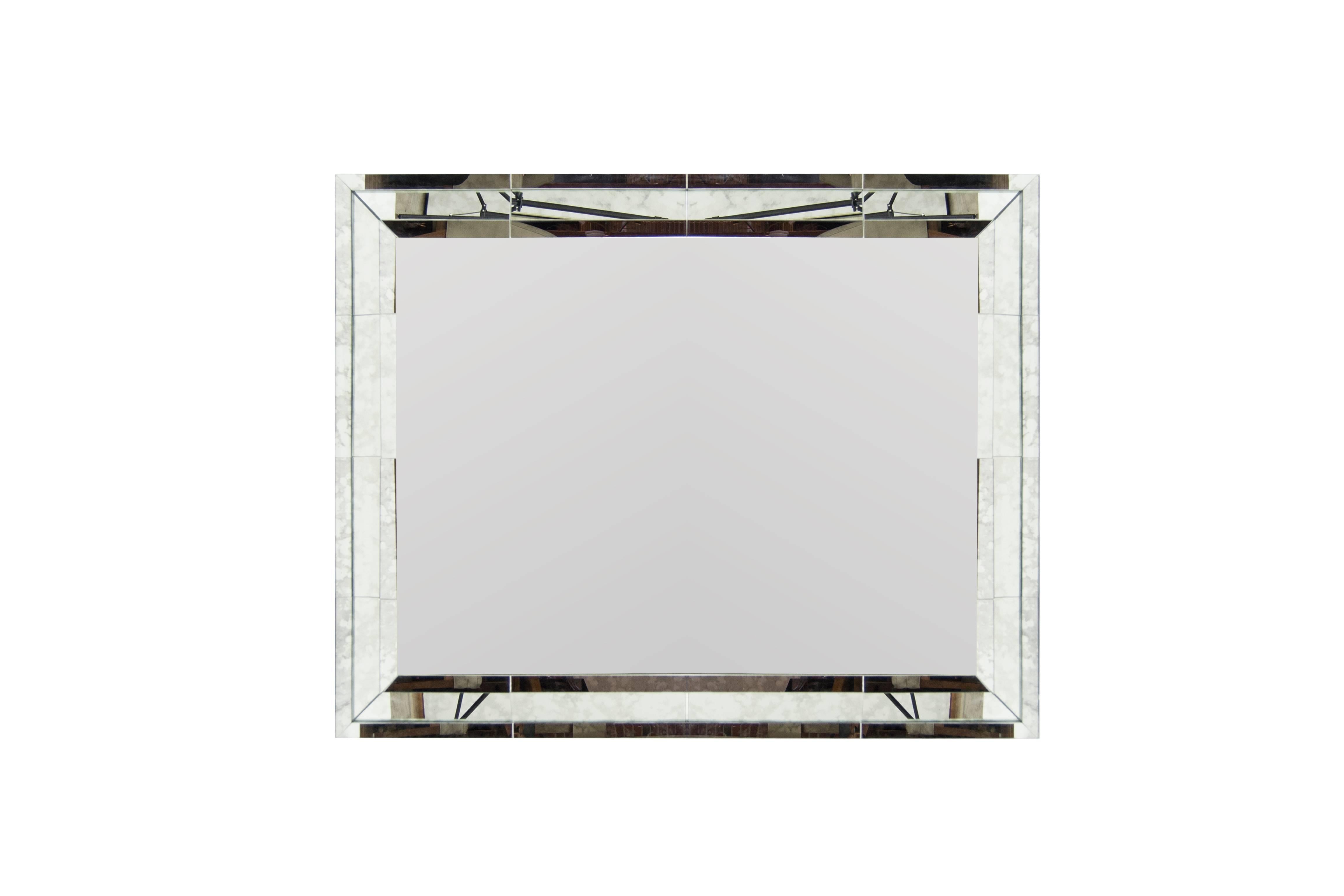 20th Century Large-Scale Faceted Antiqued Mirror