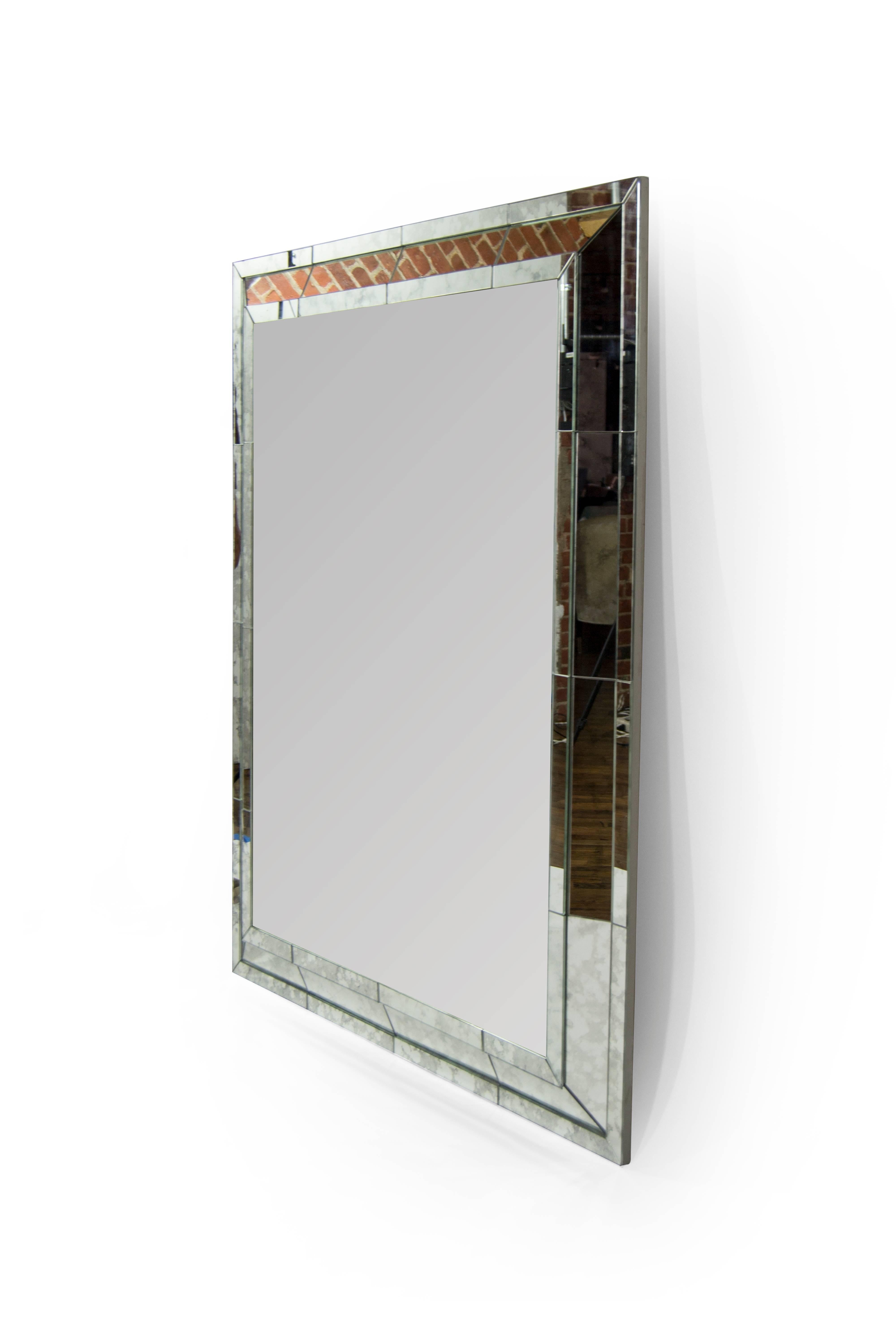 American Large-Scale Faceted Antiqued Mirror