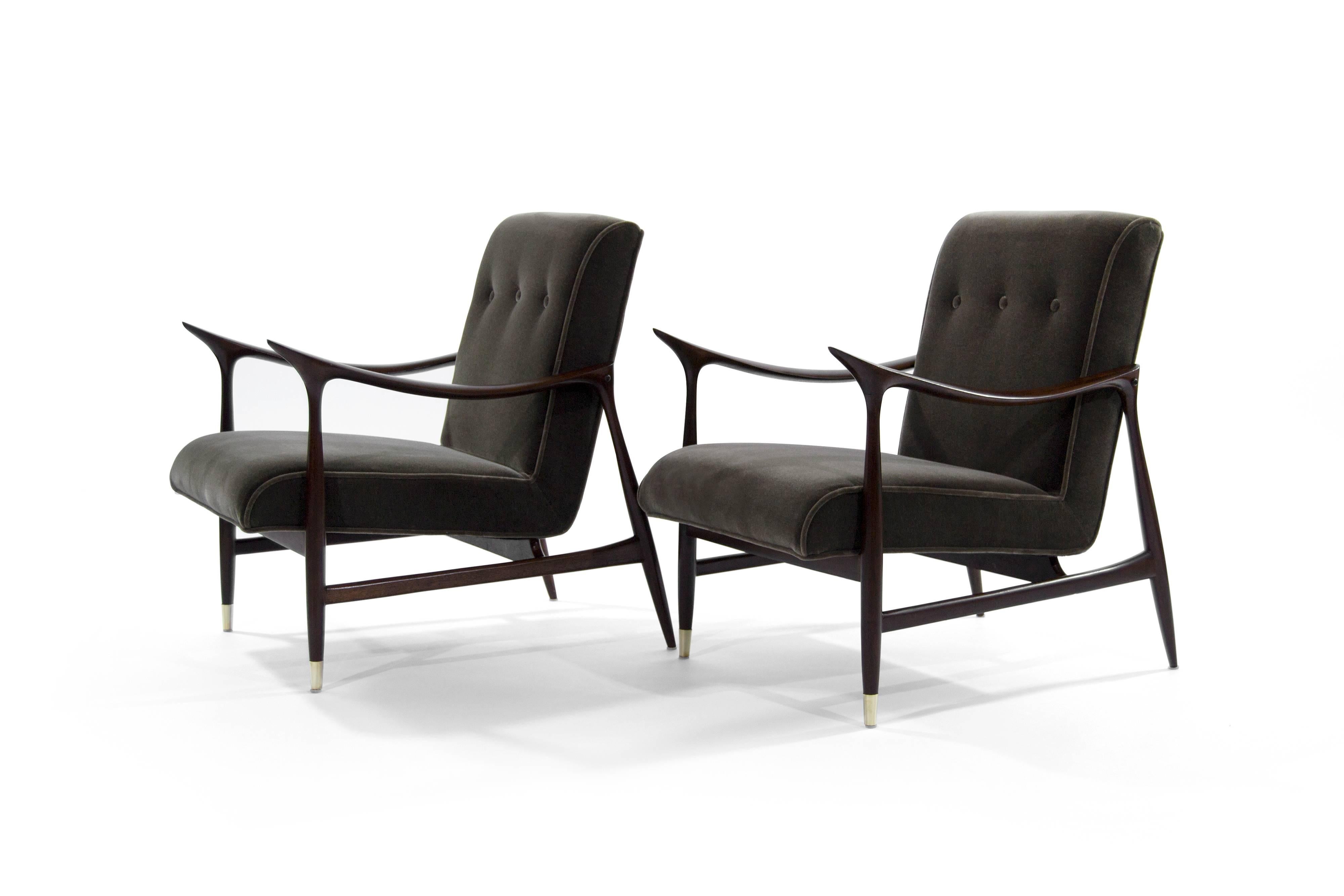 20th Century Sculptural Brazilian Lounge Chairs in Mohair