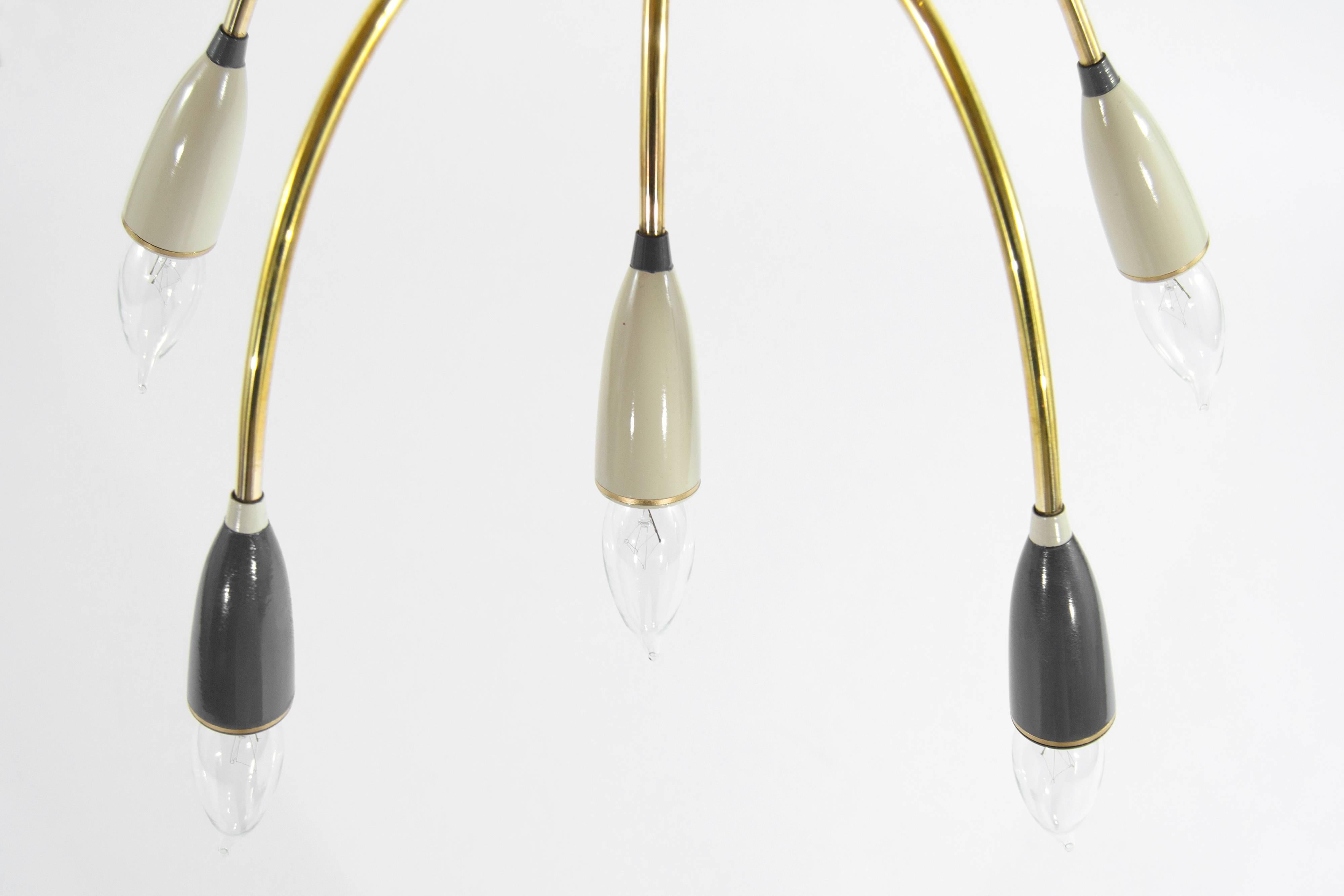 Italian Stilnovo Style Brass Sputnik Chandelier
