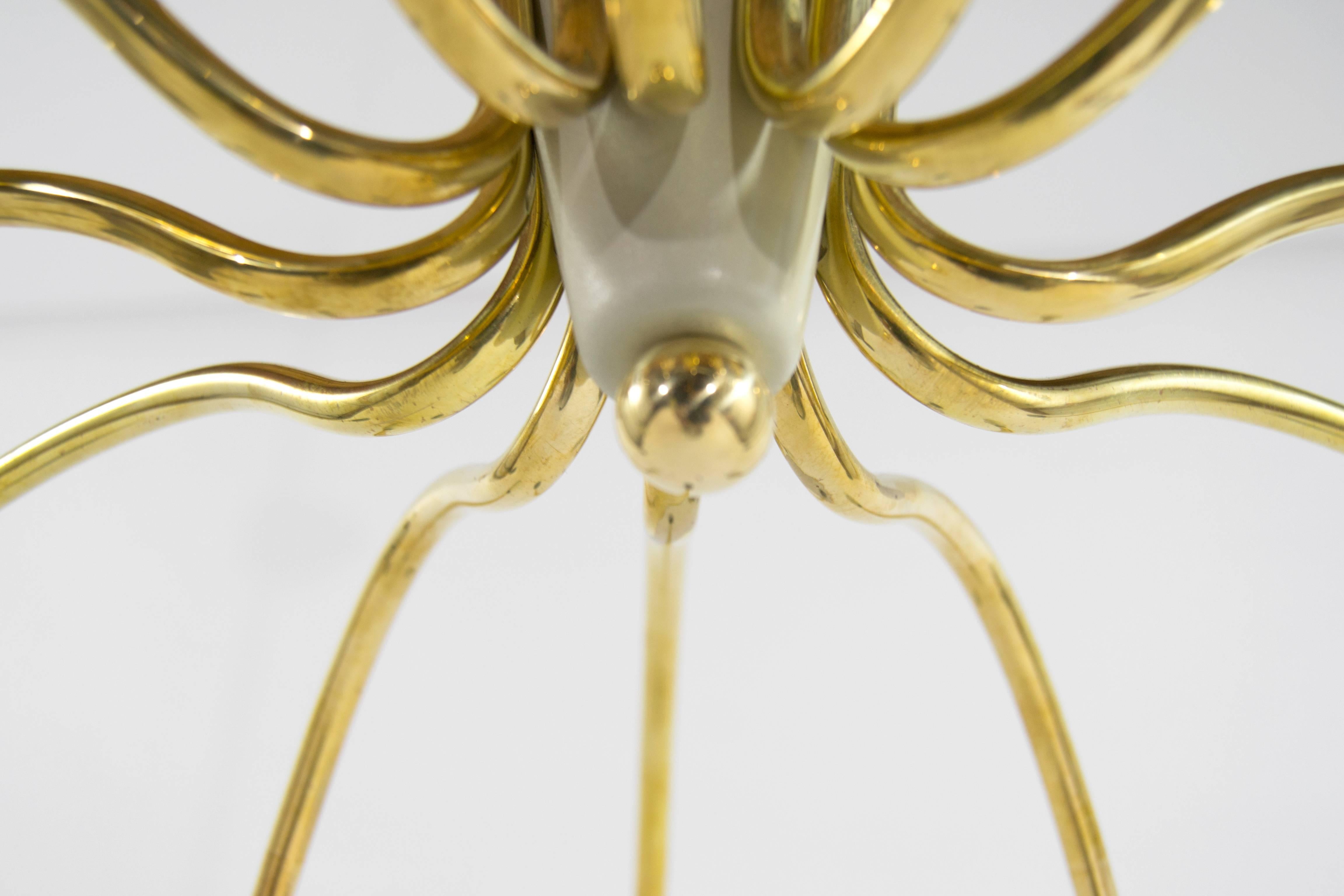 20th Century Stilnovo Style Brass Sputnik Chandelier
