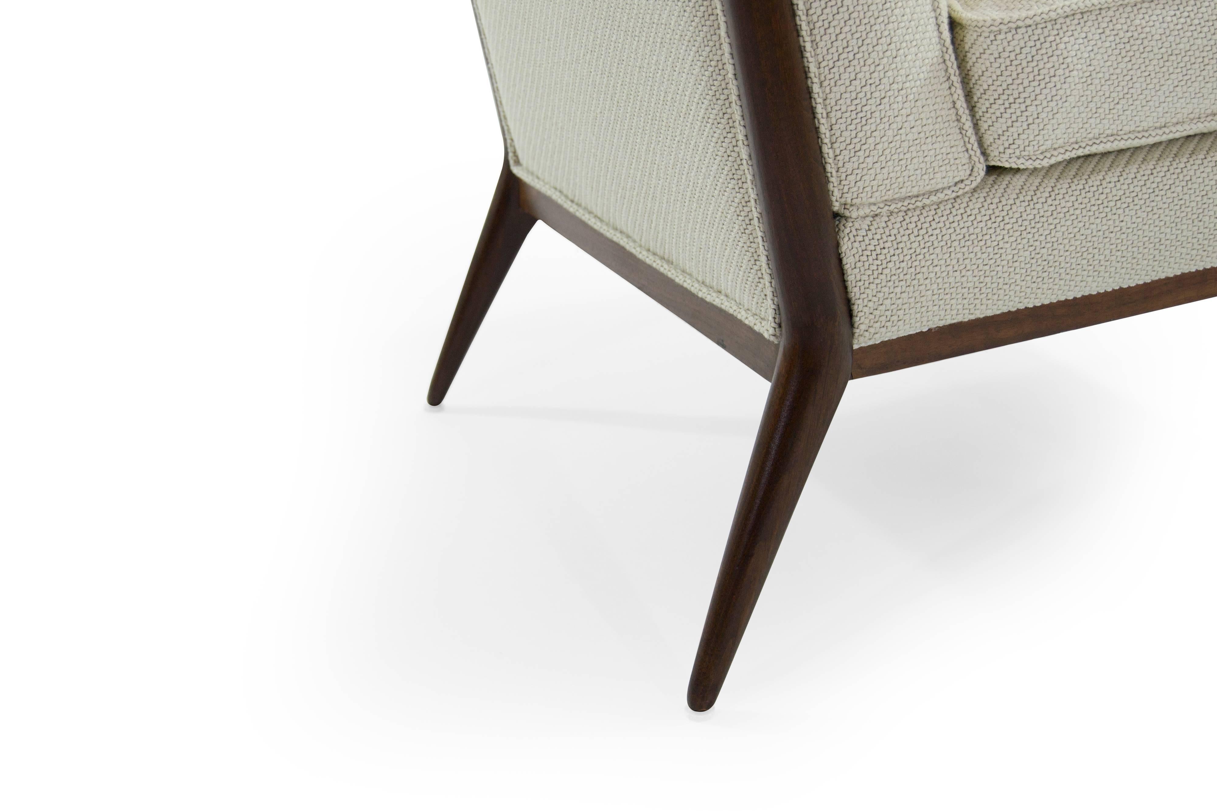 Twill Paul McCobb for Directional Walnut Frame Slipper Chairs, Model 1320
