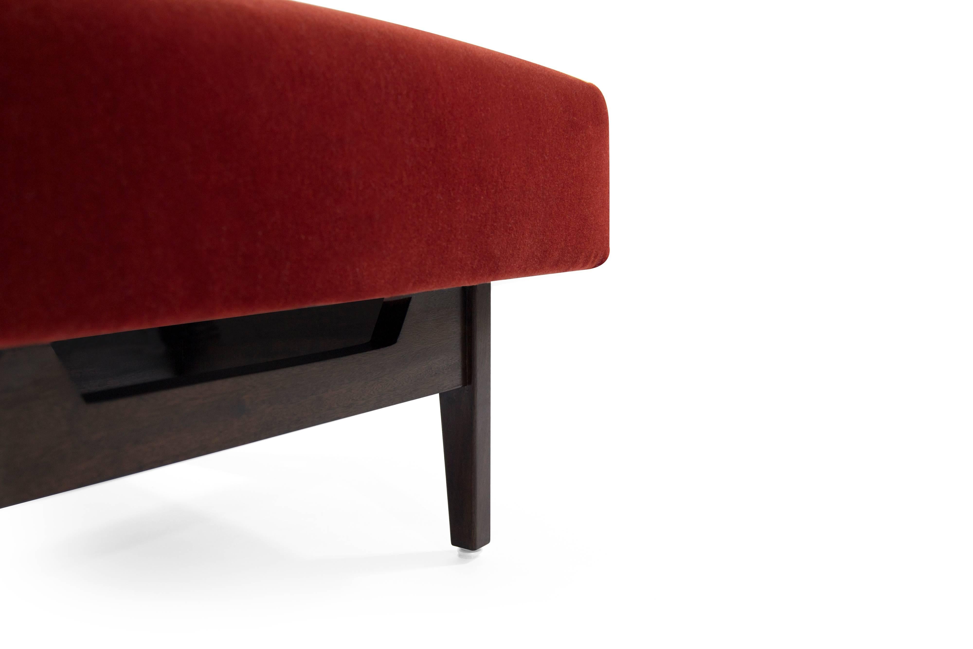 Jens Risom Slipper Chairs in Rust Red Mohair 3