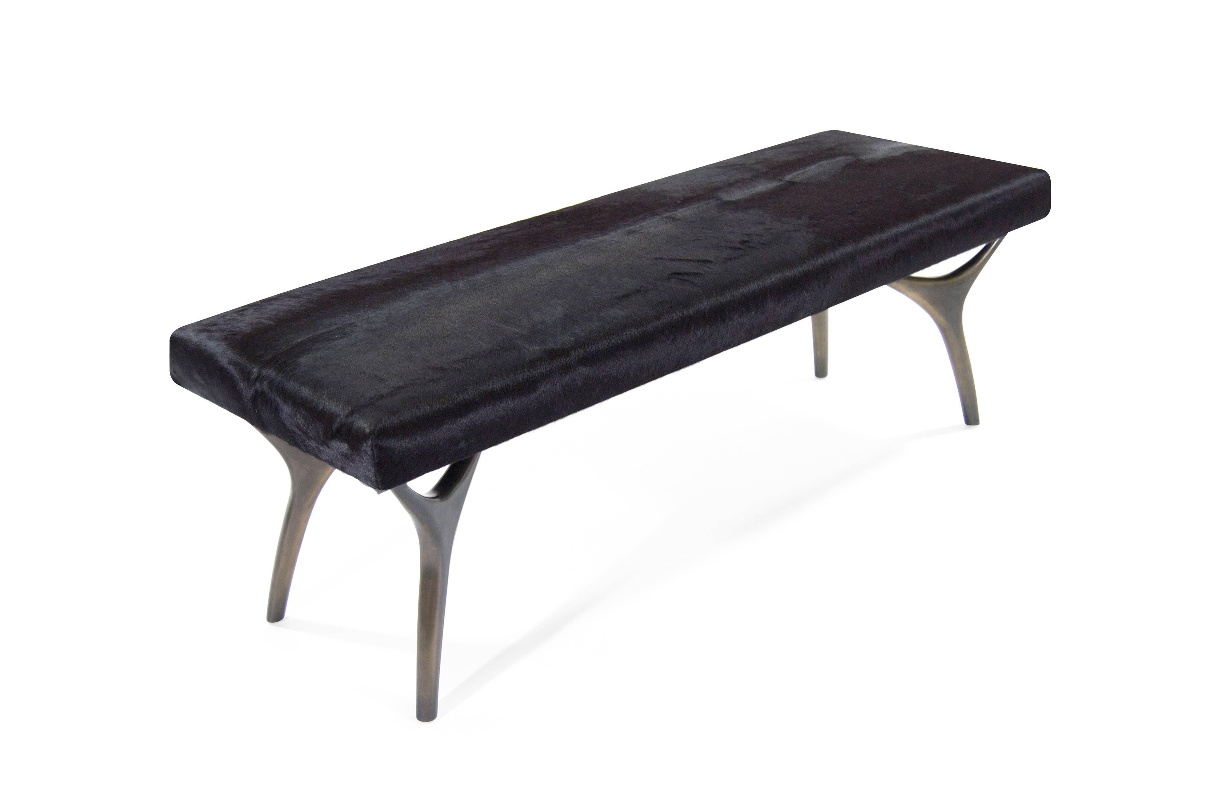 Plated Crescent Bench in Bronze by Stamford Modern For Sale