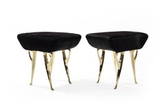 Brass Stag Benches in Hair on Hide