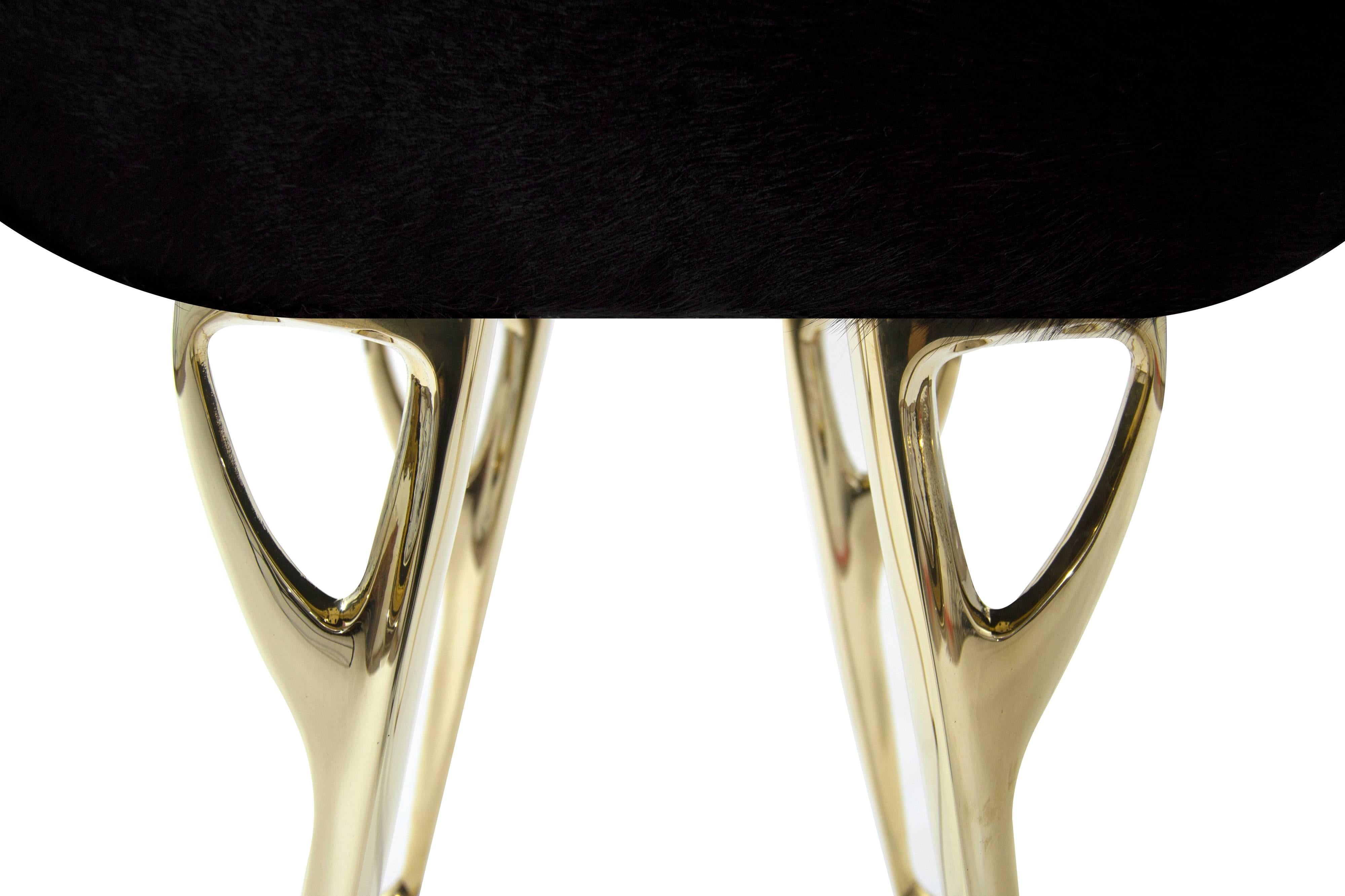 Brass Stag Benches in Hair on Hide 2