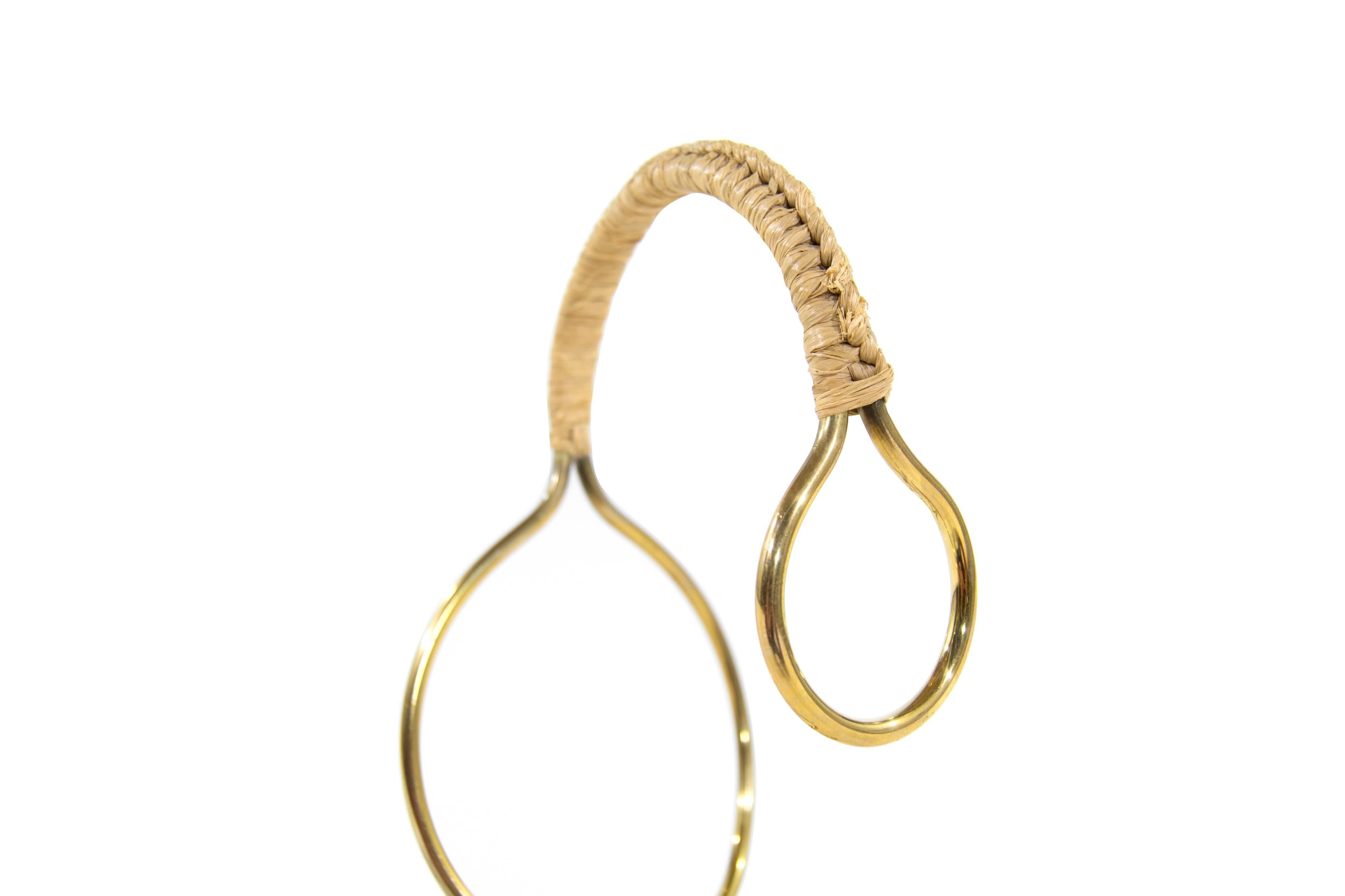 20th Century Brass and Wicker Wine Server, Carl Auböck, Austria, 1950s