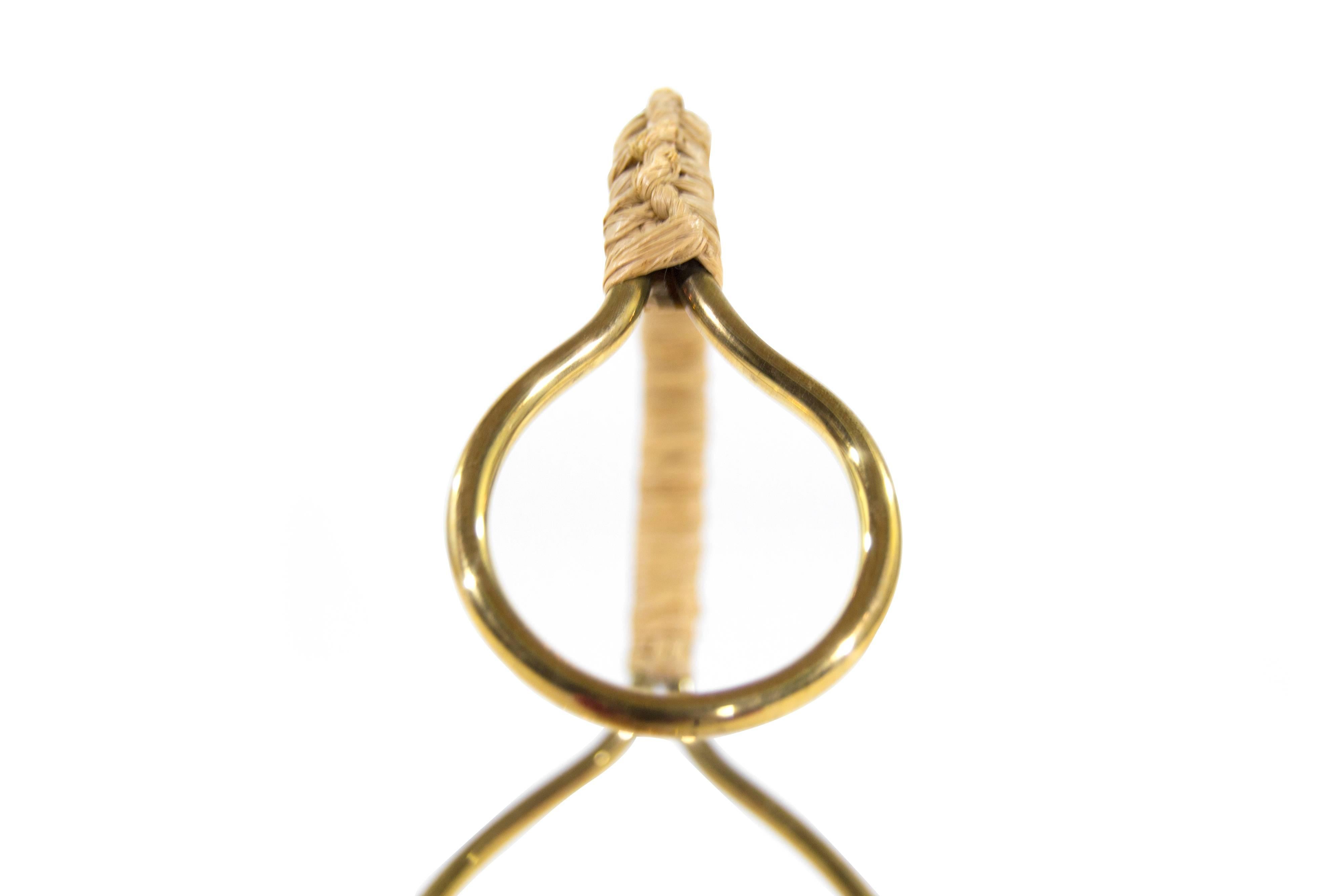 Brass and Wicker Wine Server, Carl Auböck, Austria, 1950s 2