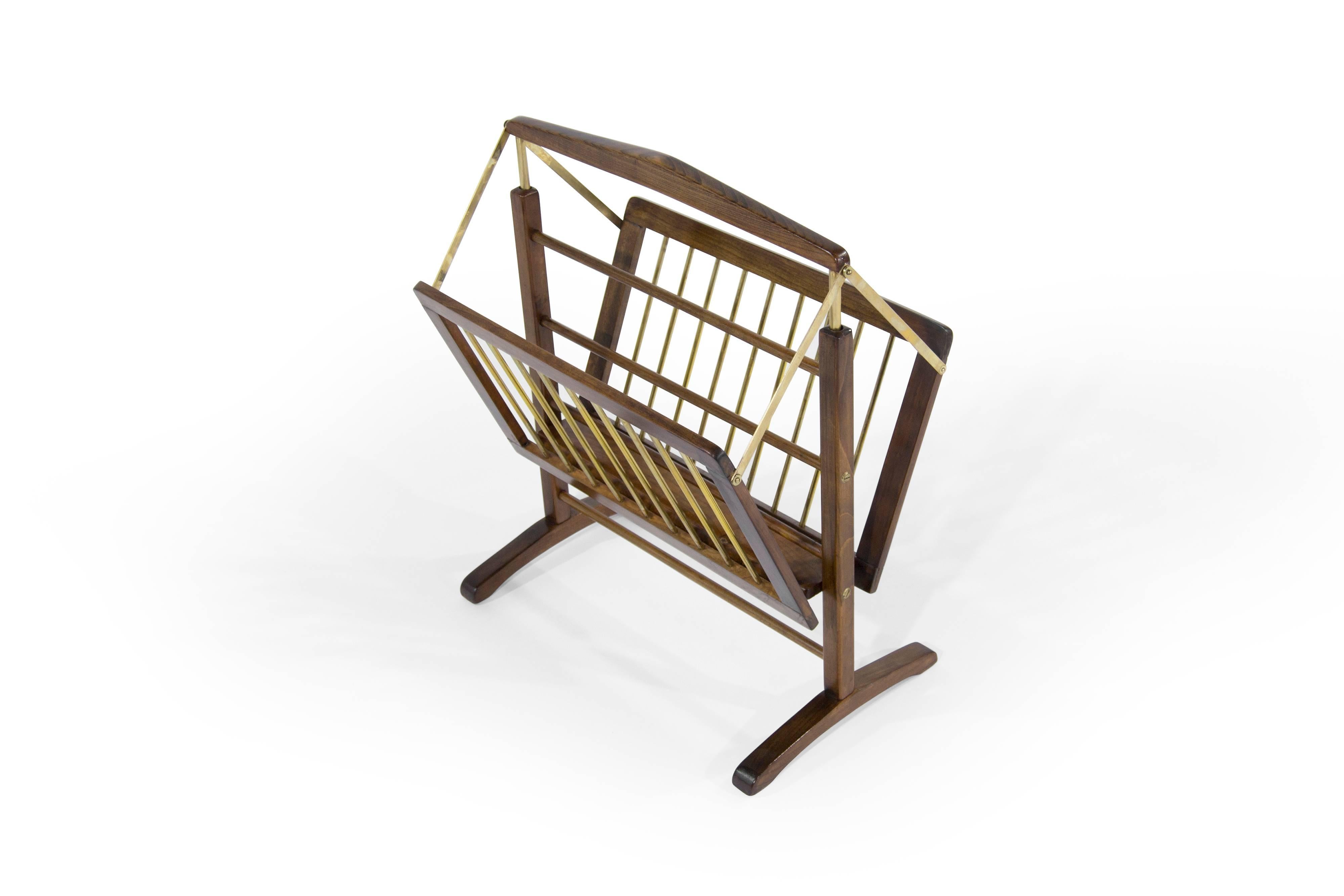 20th Century Walnut Magazine Rack, Italy, 1950s