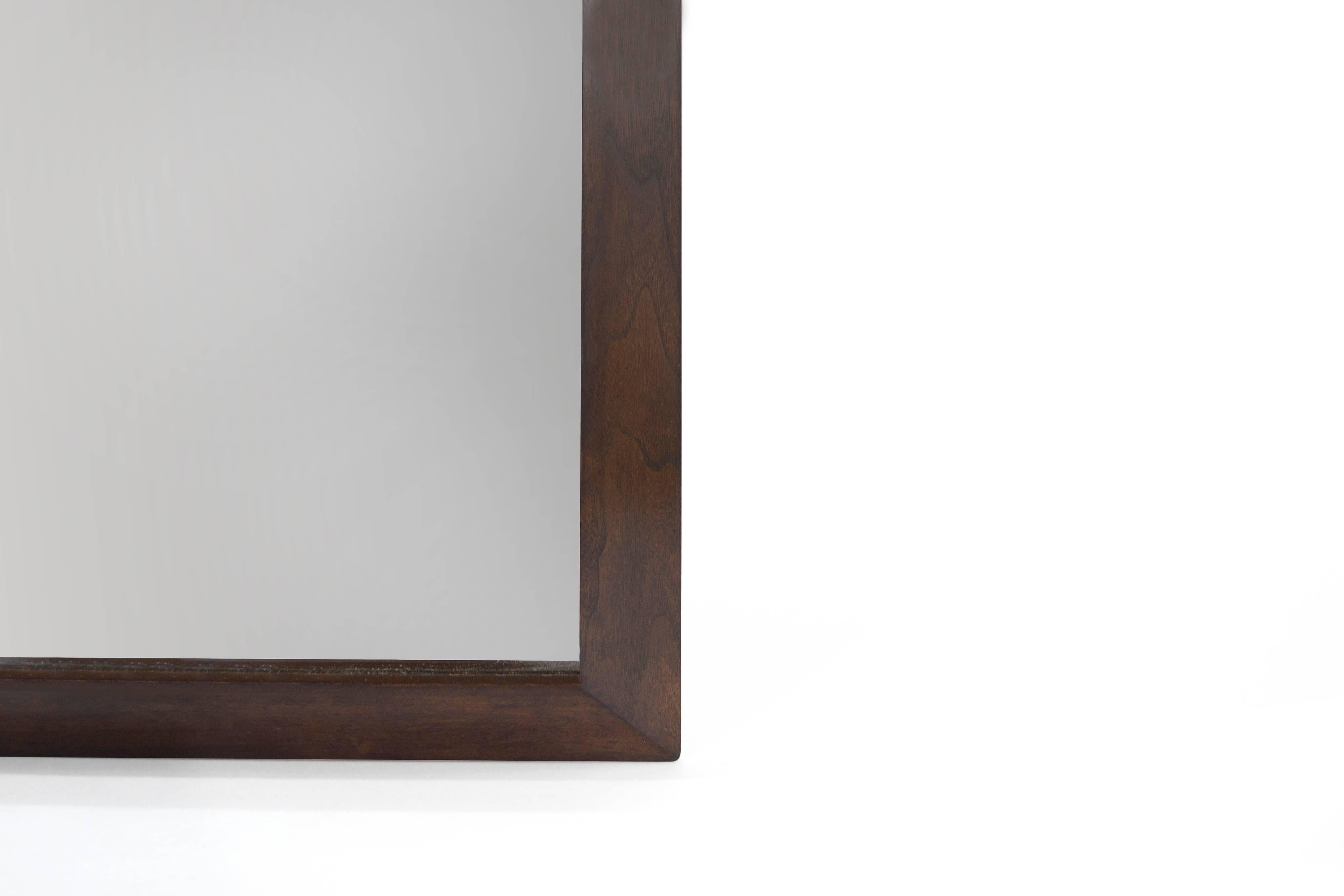 Large-Scale Walnut Mirror by T.H. Robsjohn-Gibbings In Excellent Condition In Westport, CT