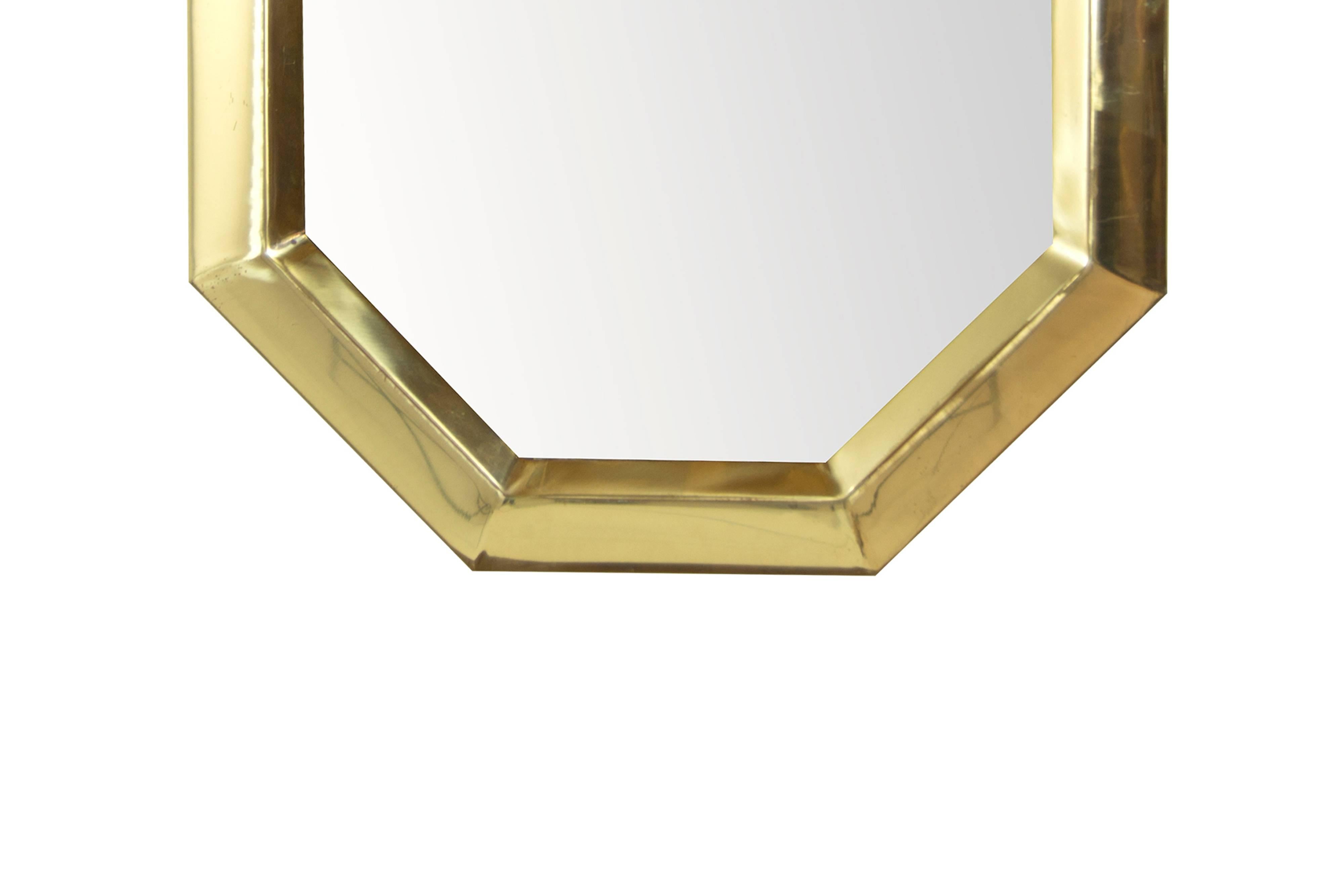 Octagonal Brass Frame Mirrors In Excellent Condition In Westport, CT