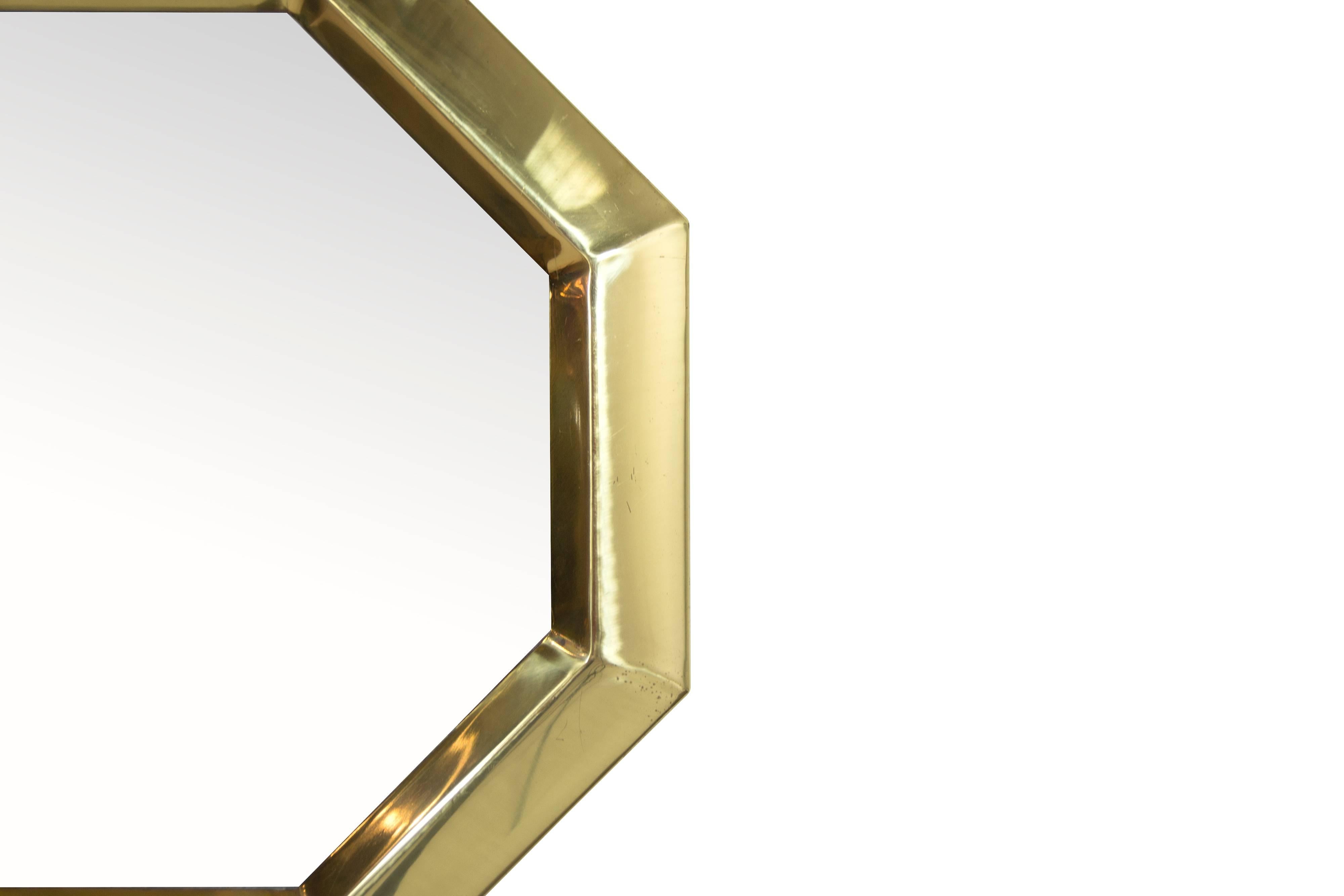 Mid-Century Modern Octagonal Brass Frame Mirrors