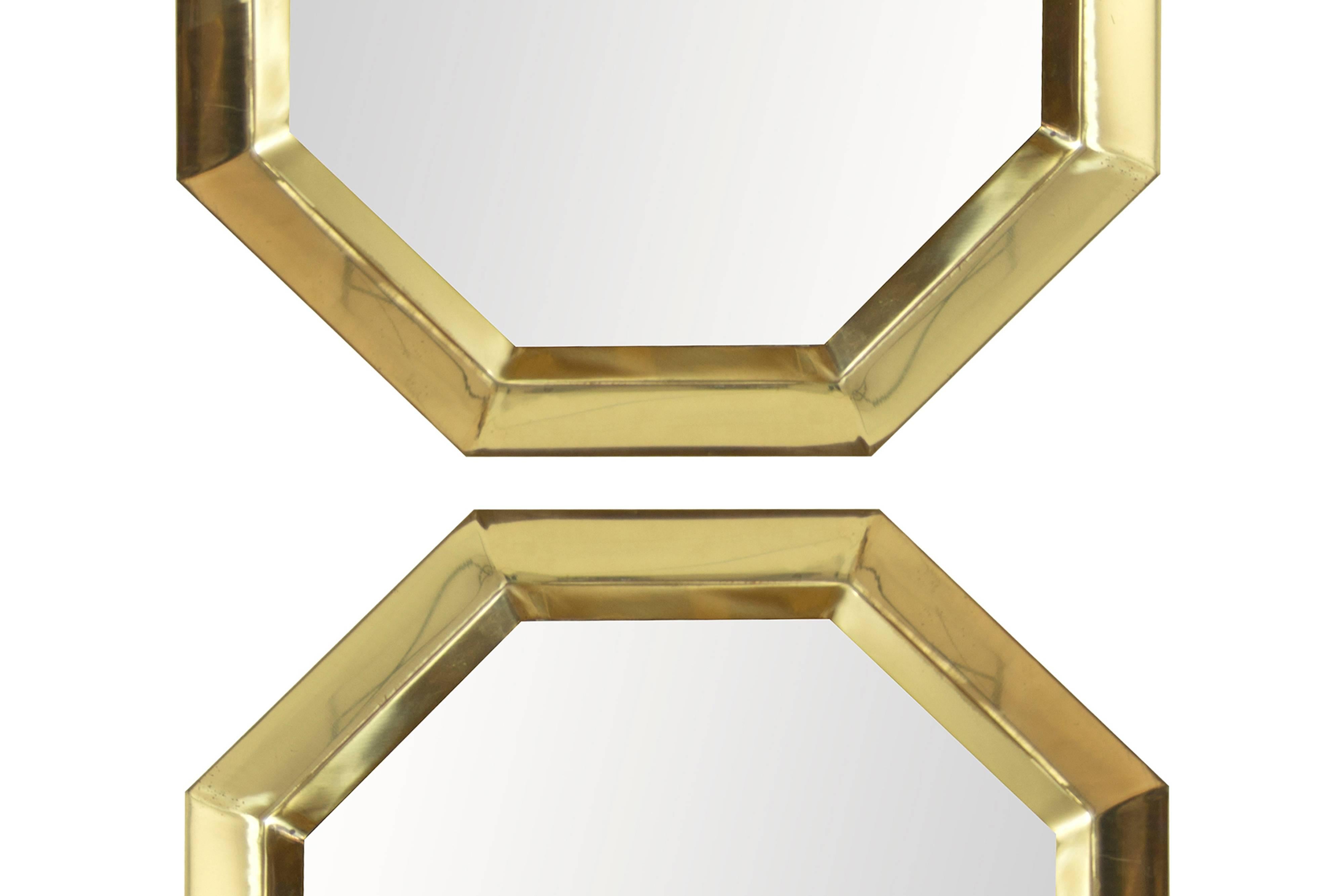 Octagonal Brass Frame Mirrors 1