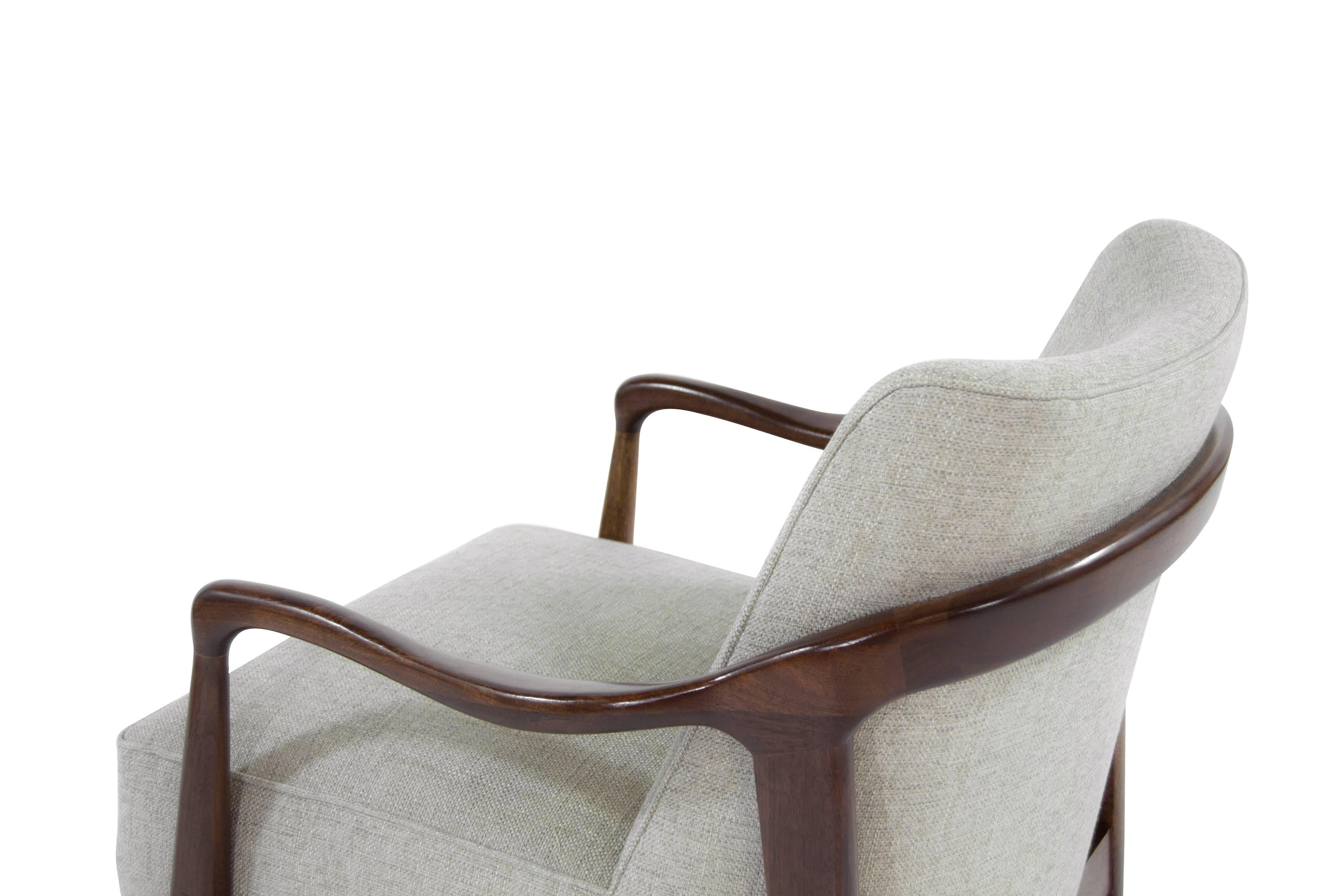 Gio Ponti Style Sculptural Walnut Lounge Chairs 2