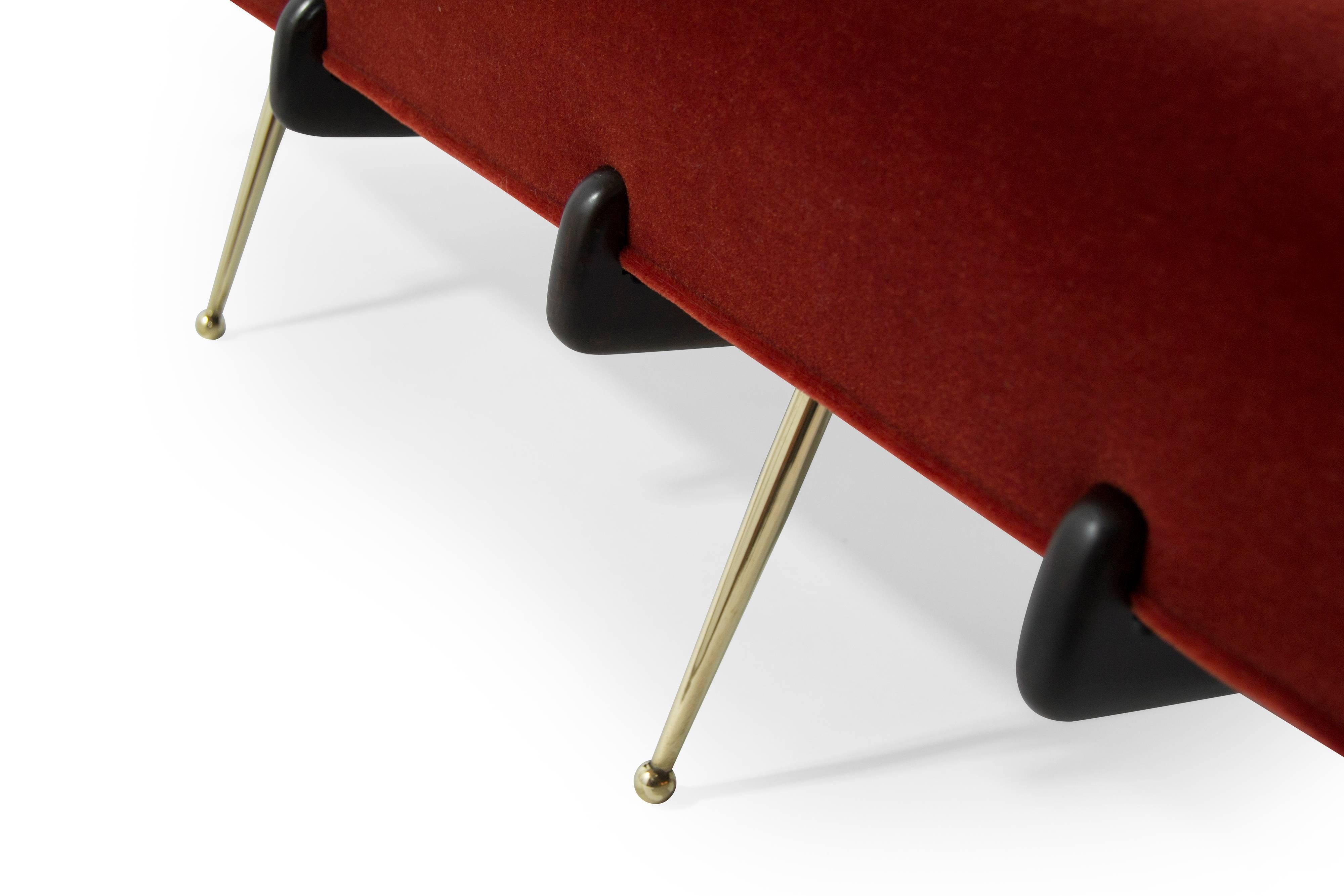 Gio Ponti Style Boomerang Sofa on Brass Legs 1