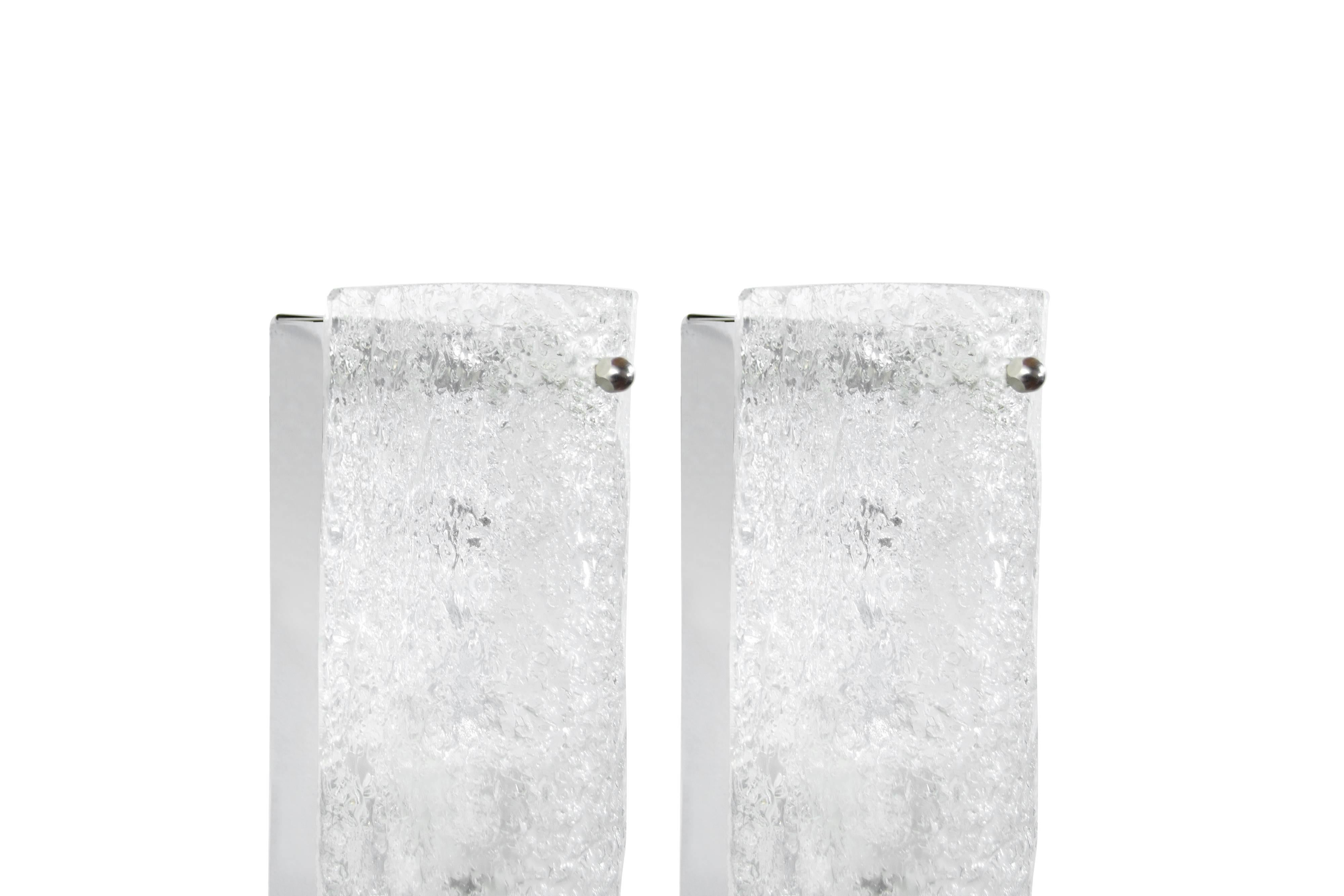 Elongated Murano Glass Sconces, Austria, 1960s In Excellent Condition In Westport, CT