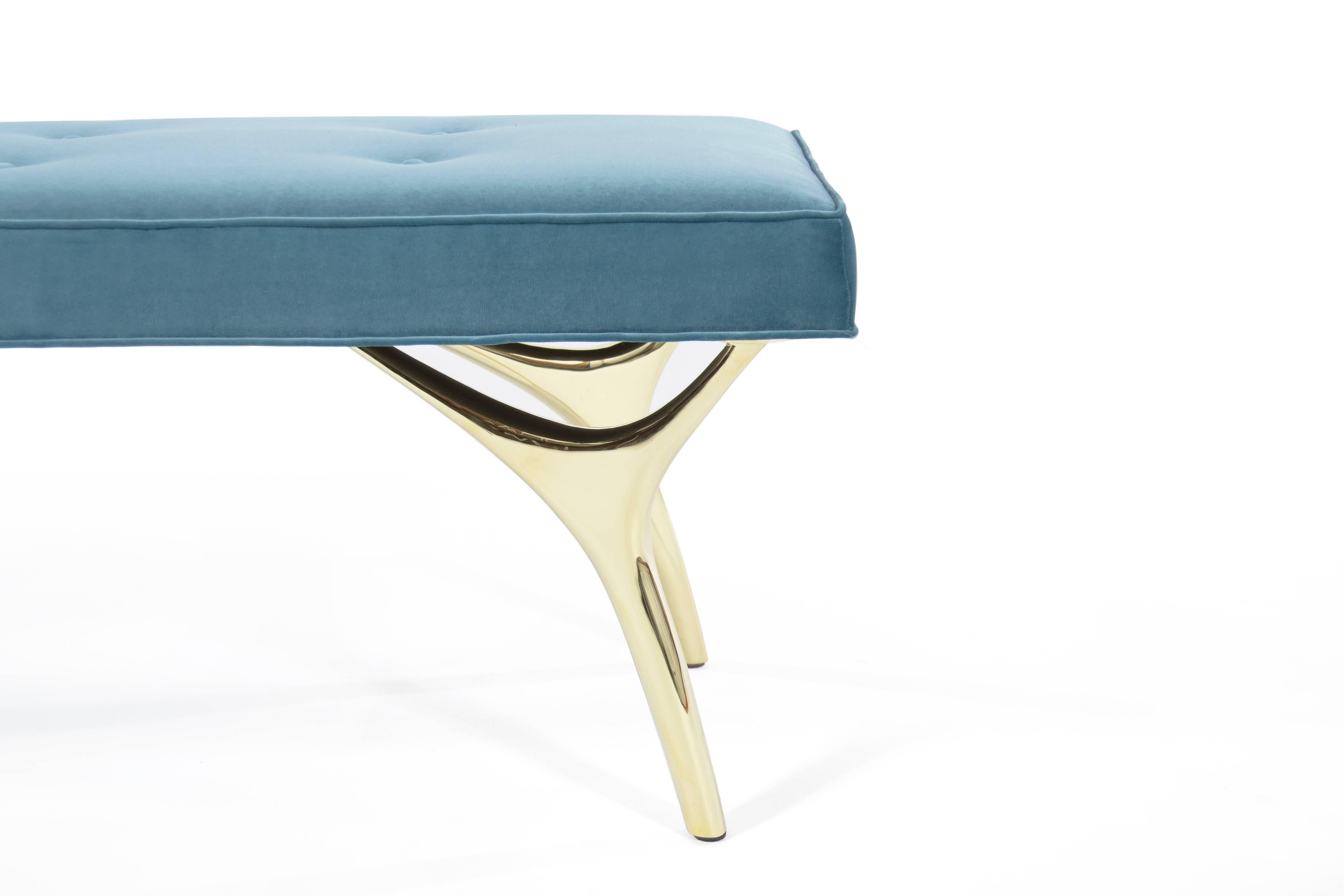 Contemporary Crescent Bench in Brass by Stamford Modern For Sale
