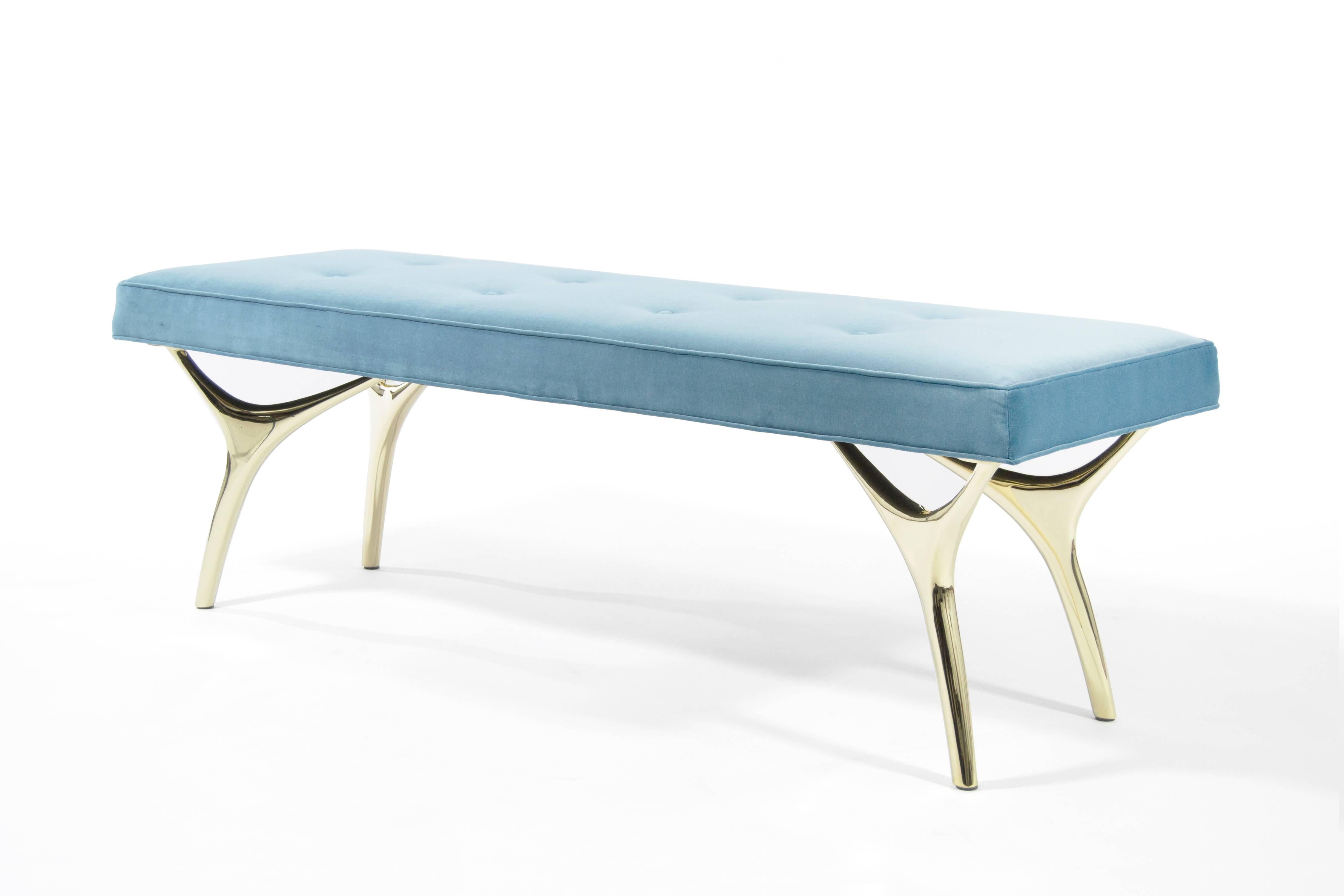 American Crescent Bench in Brass by Stamford Modern For Sale