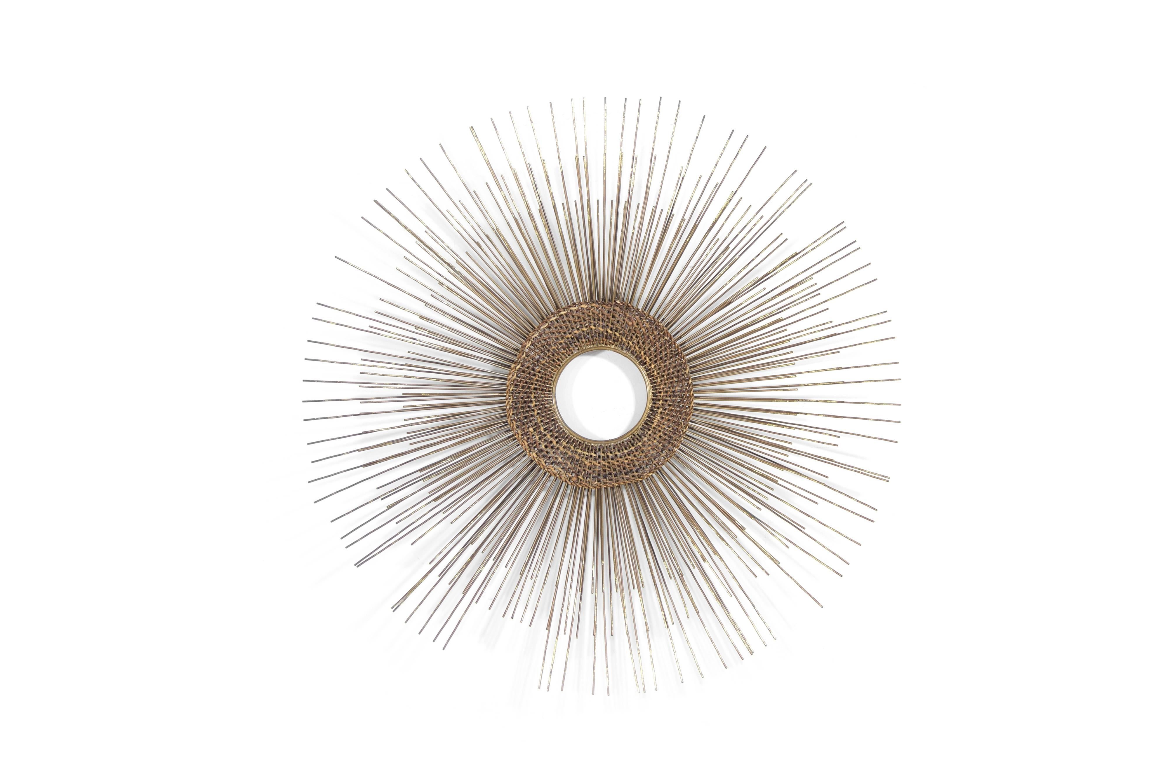 Mid-Century Modern Woven Sunburst Wall Sculpture, 1950s