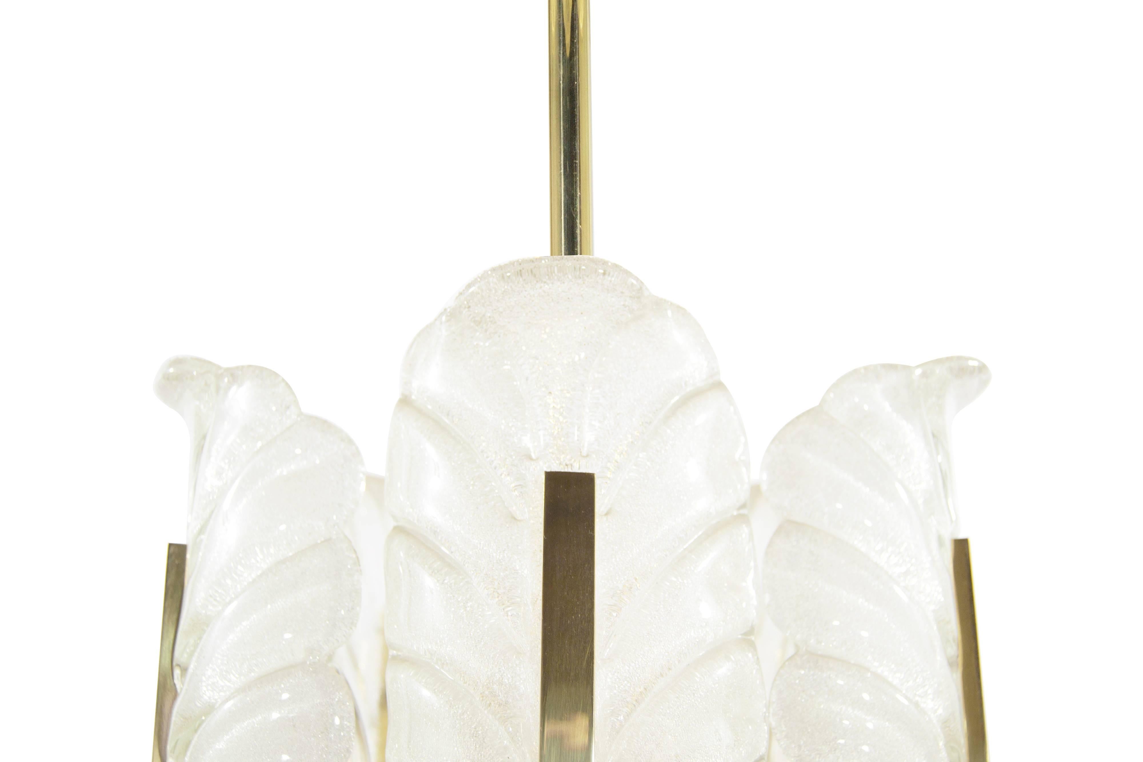 20th Century Murano Glass Brass Chandelier by Carl Fagerlund for Orrefors, Sweden, 1960s