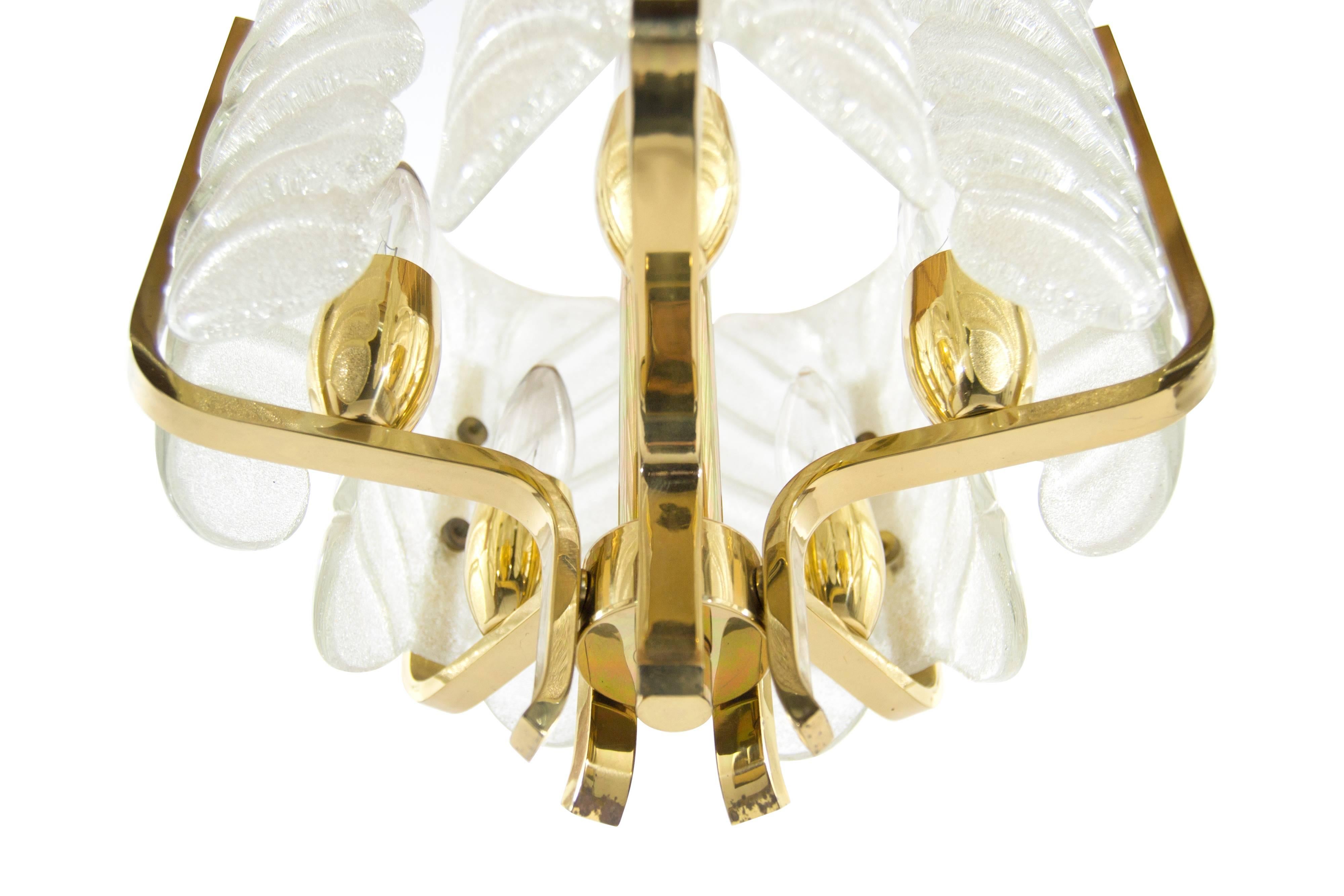 Murano Glass Brass Chandelier by Carl Fagerlund for Orrefors, Sweden, 1960s 2