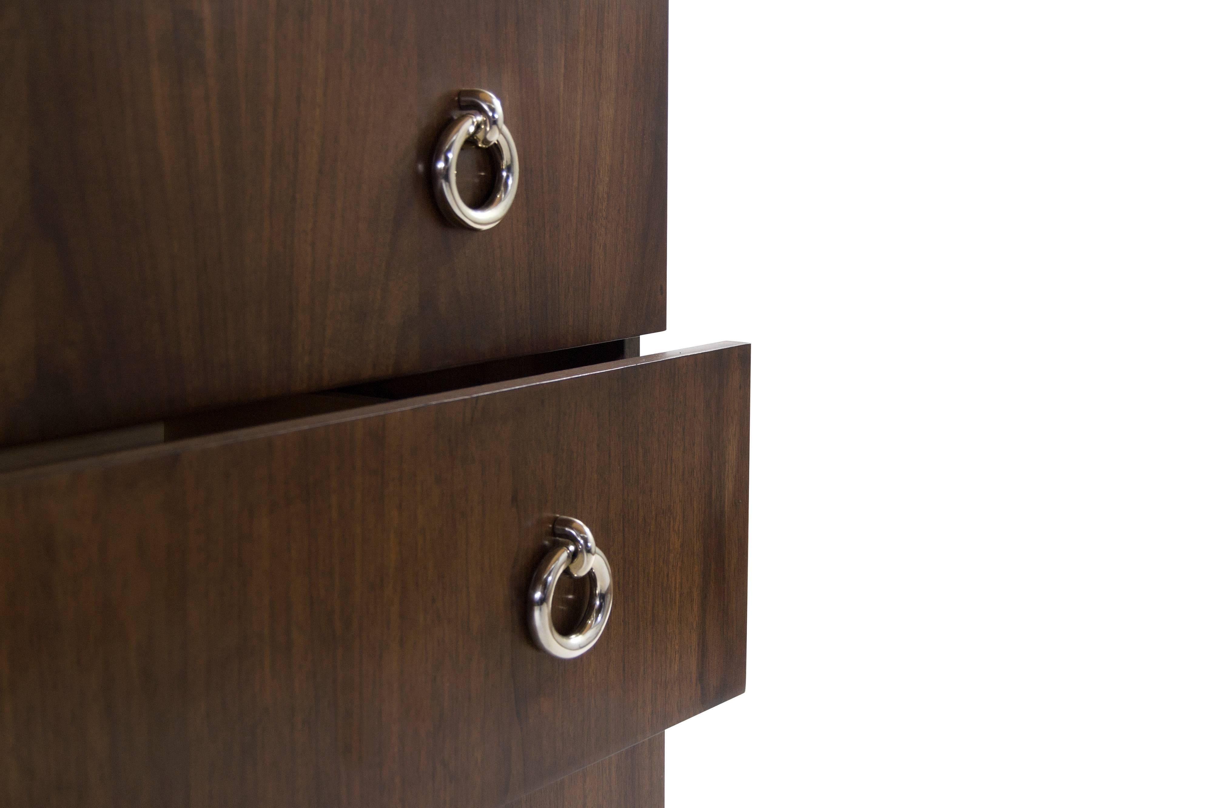 Walnut Chests of Drawers on Nickel Legs 2