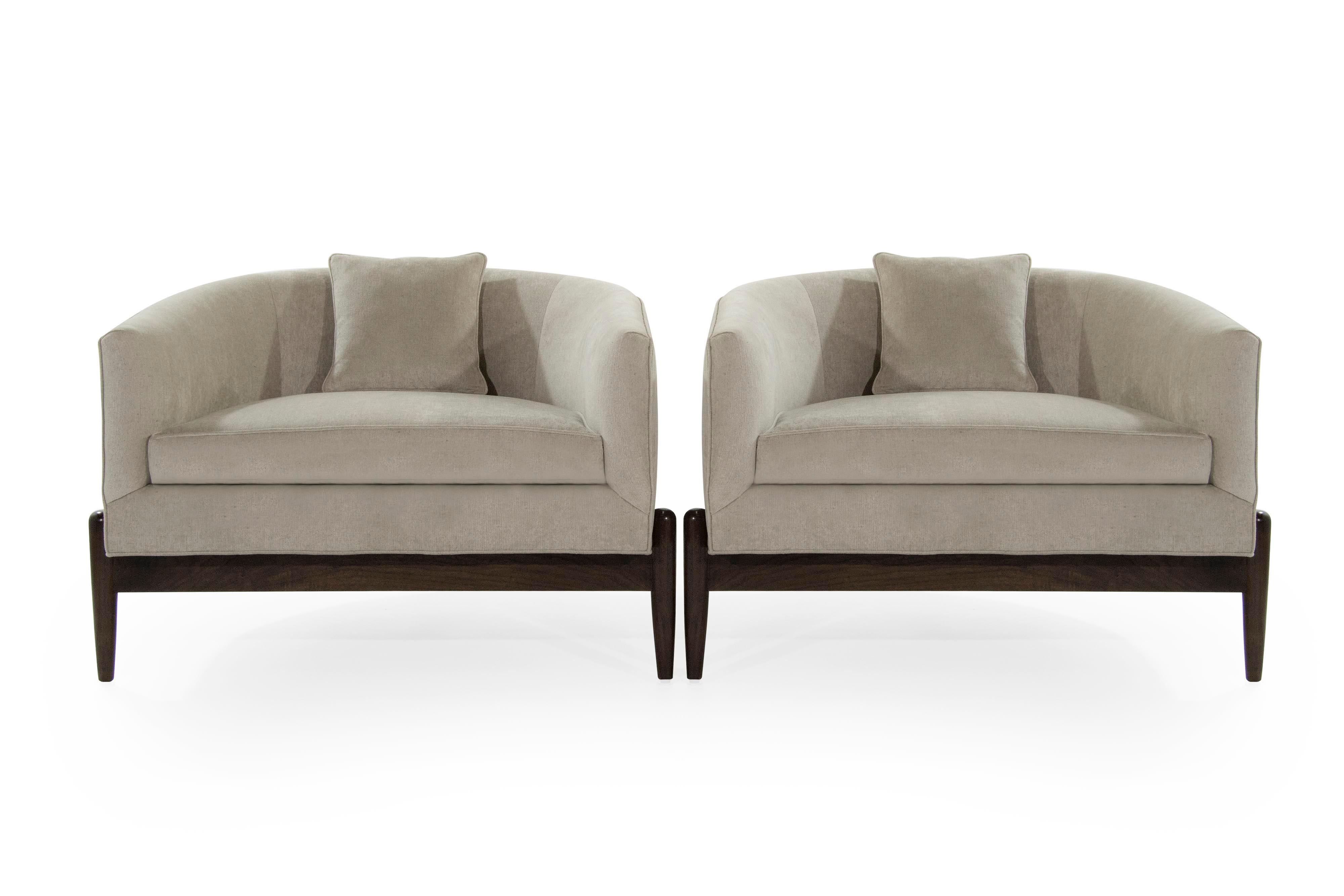 20th Century Large Profile MCM Lounge Chairs in Velvet