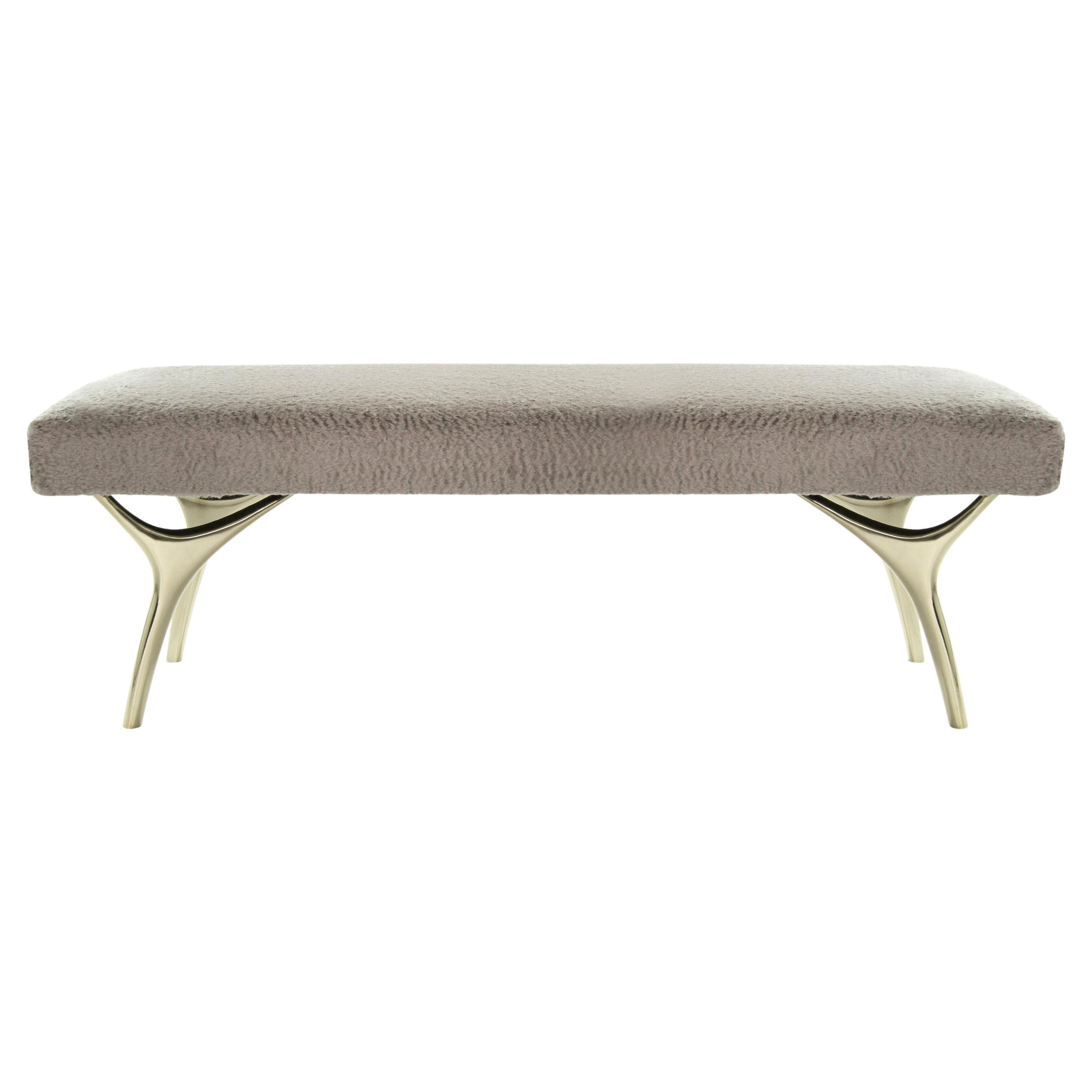 Crescent Bench in Brass by Stamford Modern For Sale