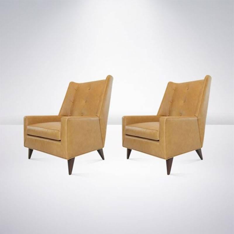 Early Wingback Lounge Chairs by Harvey Probber In Excellent Condition In Westport, CT