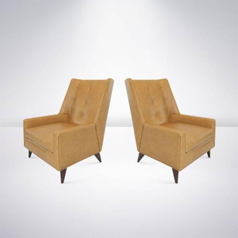 Mid-Century Modern Early Wingback Lounge Chairs by Harvey Probber