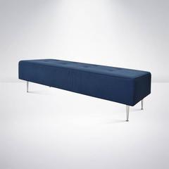 Mid-Century Modern Linen Bench on Nickel Legs