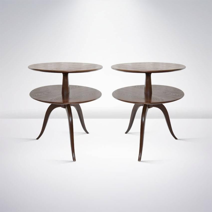 Mid-Century Modern Pair of Oak Side Tables by Paul Frankl for Brown Saltman, 1950s