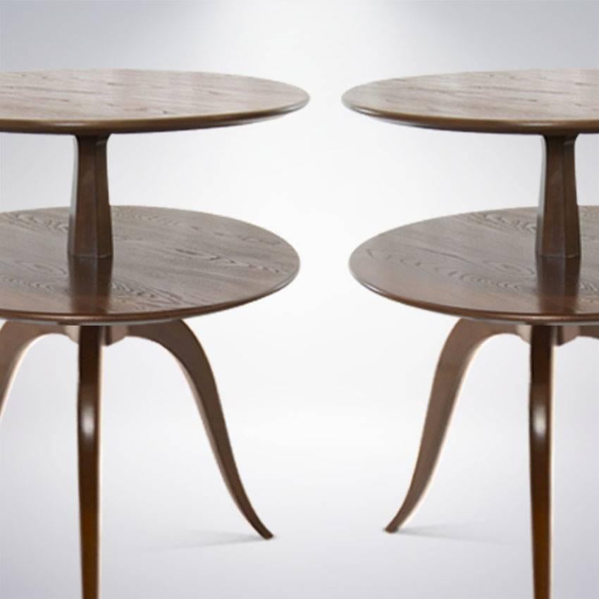 Stained Pair of Oak Side Tables by Paul Frankl for Brown Saltman, 1950s