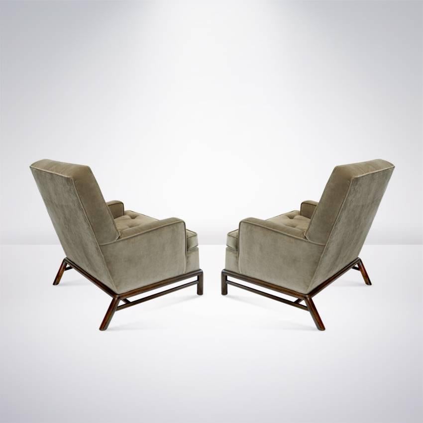 American Pair of Tufted Highback Lounge Chairs by T.H. Robsjohn-Gibbings for Widdicomb