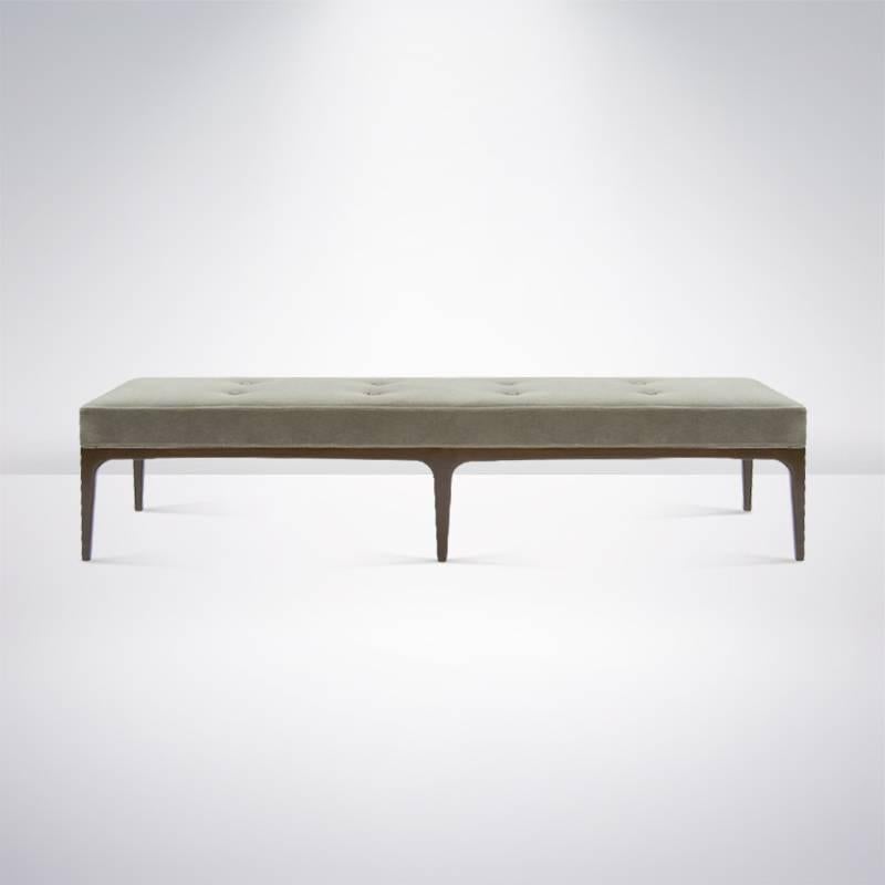American Extra Long Paul McCobb Style Bench in Olive Mohair