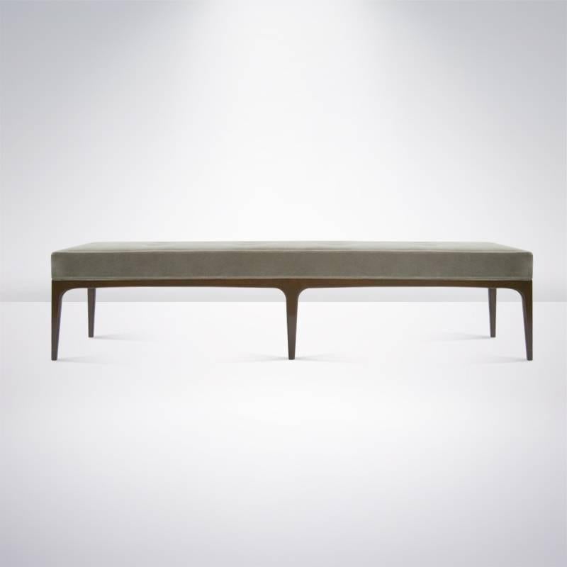 Mid-Century Modern Extra Long Paul McCobb Style Bench in Olive Mohair