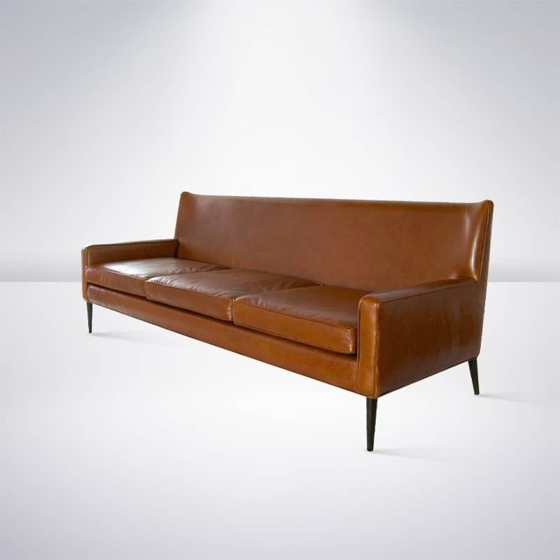 20th Century Paul McCobb for Directional Sofa in Cognac Leather