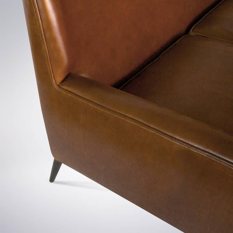 Paul McCobb for Directional Sofa in Cognac Leather In Excellent Condition In Westport, CT