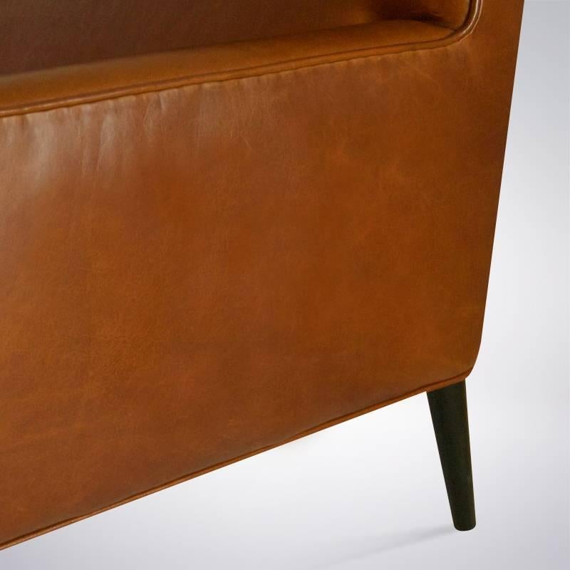 Paul McCobb for Directional Sofa in Cognac Leather 2