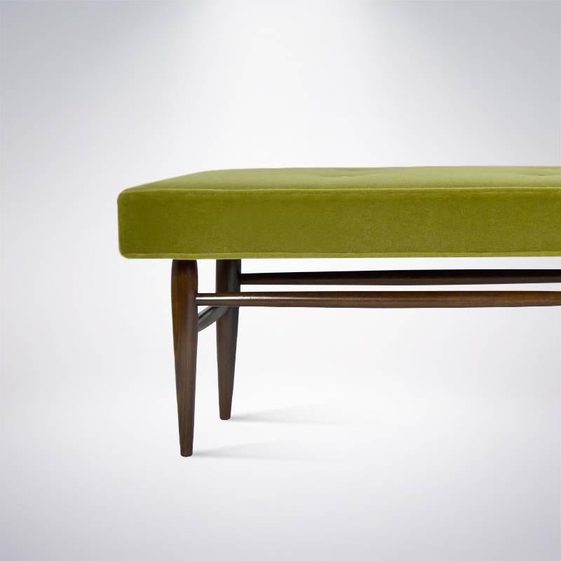 20th Century Mid-Century Modern Bench in Chartreuse Mohair