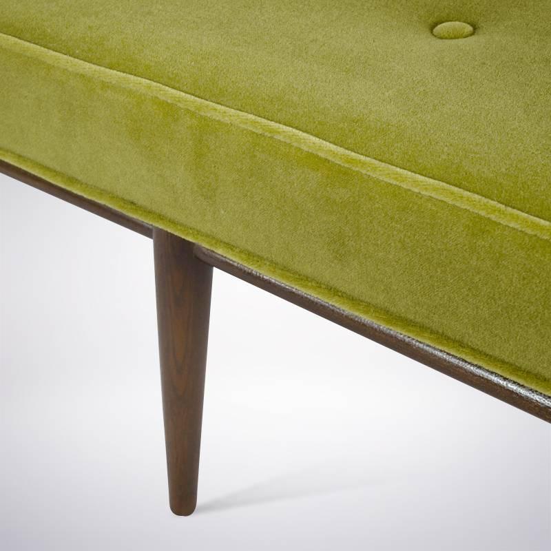 Mid-Century Modern Bench in Chartreuse Mohair 2