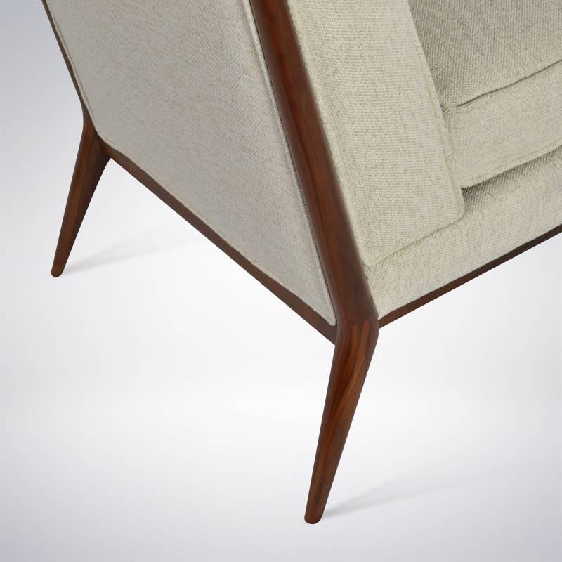 Mid-Century Modern Paul McCobb for Directional Walnut Framed Slipper Chairs, Model 1320