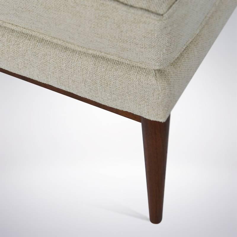 Chenille Paul McCobb for Directional Walnut Framed Slipper Chairs, Model 1320