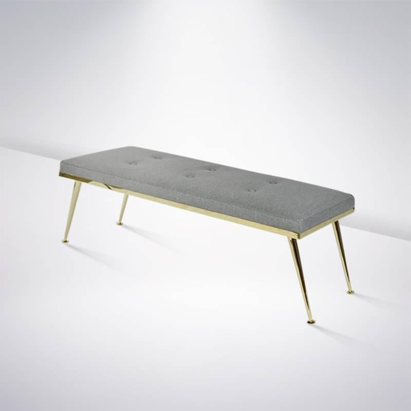 Gio Ponti Style Brass Framed Bench In Excellent Condition In Westport, CT